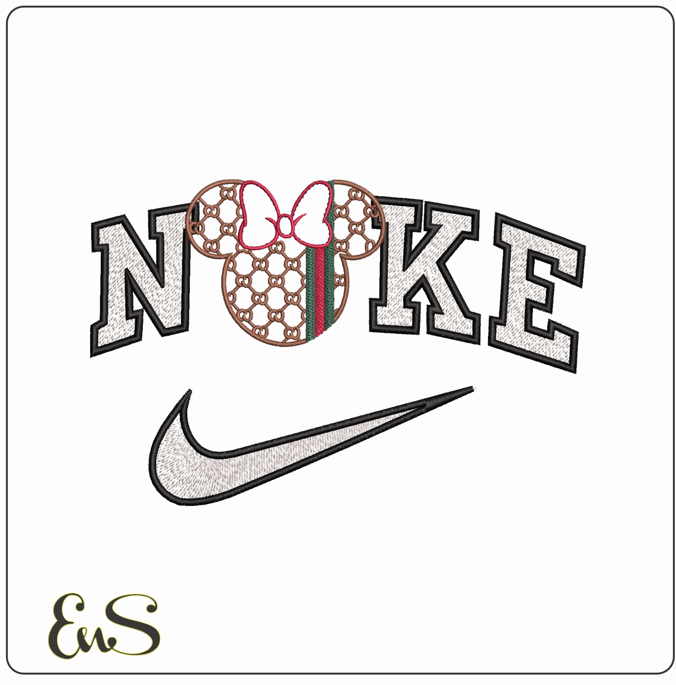 Nike Gucci Green and Red Mickey Mouse Head  - Elegant embroidery design file-instant download