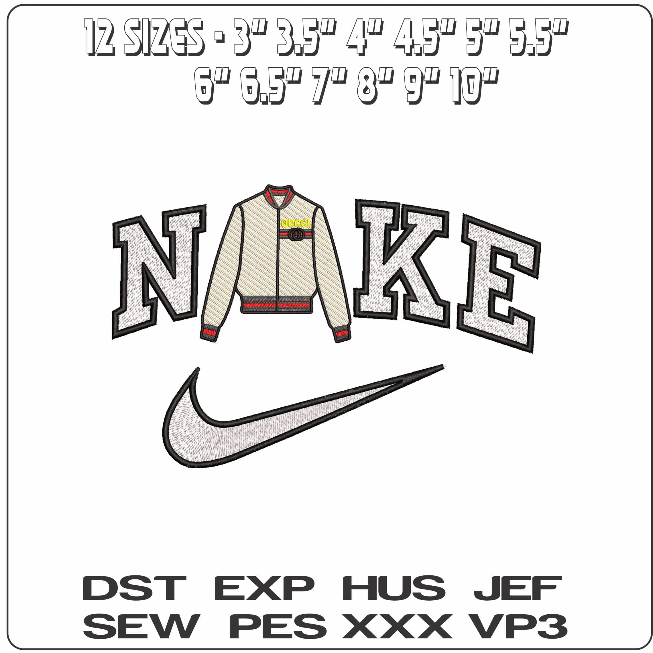 Nike Gucci Jacket  - Elegant embroidery design file-instant download — view 2