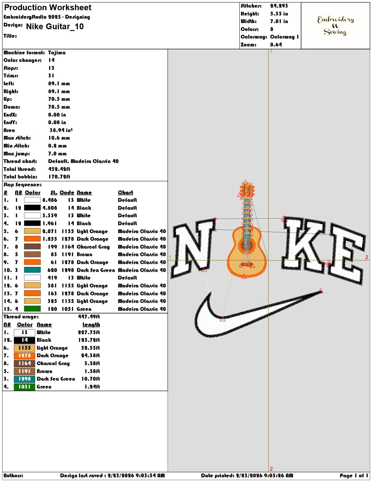 Nike Guitar  - Elegant embroidery design file-instant download — view 3