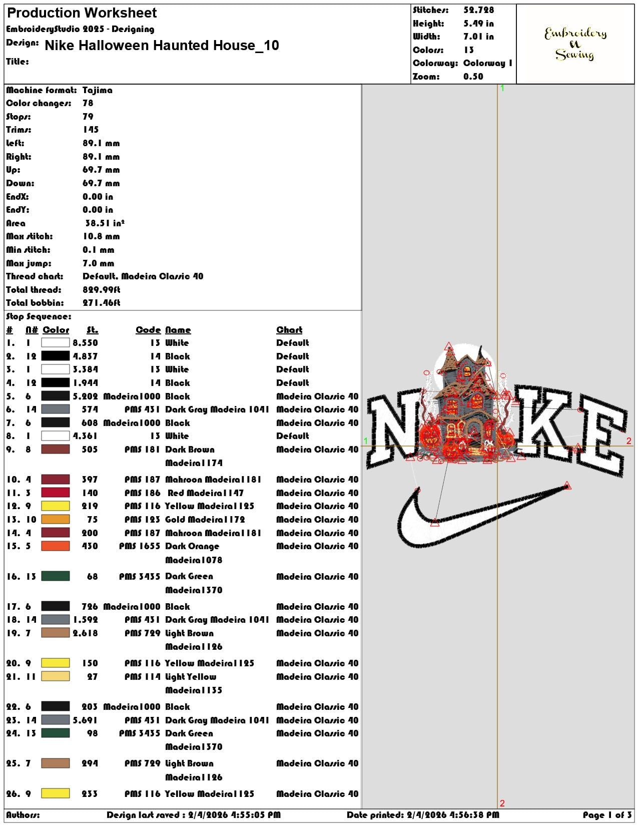 Nike Halloween Haunted House  - Elegant embroidery design file-instant download — view 3