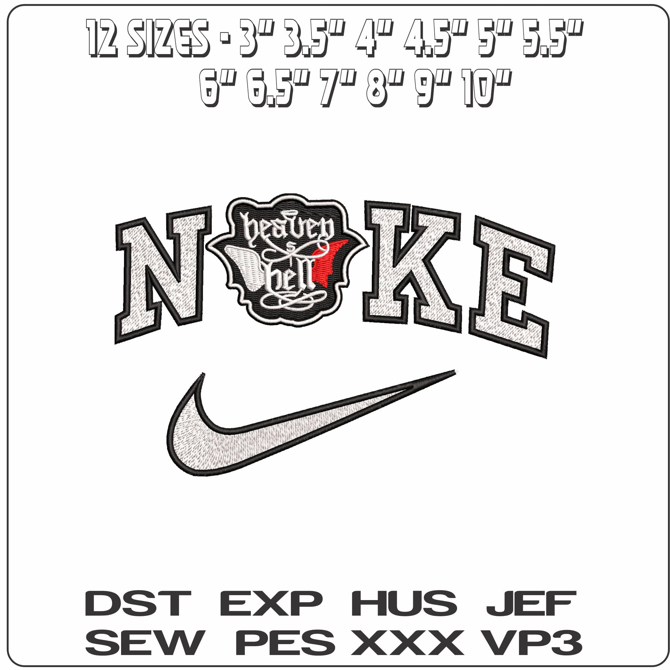 Nike Heaven and Hell Angel and Demon Wings  - Elegant embroidery design file-instant download — view 2
