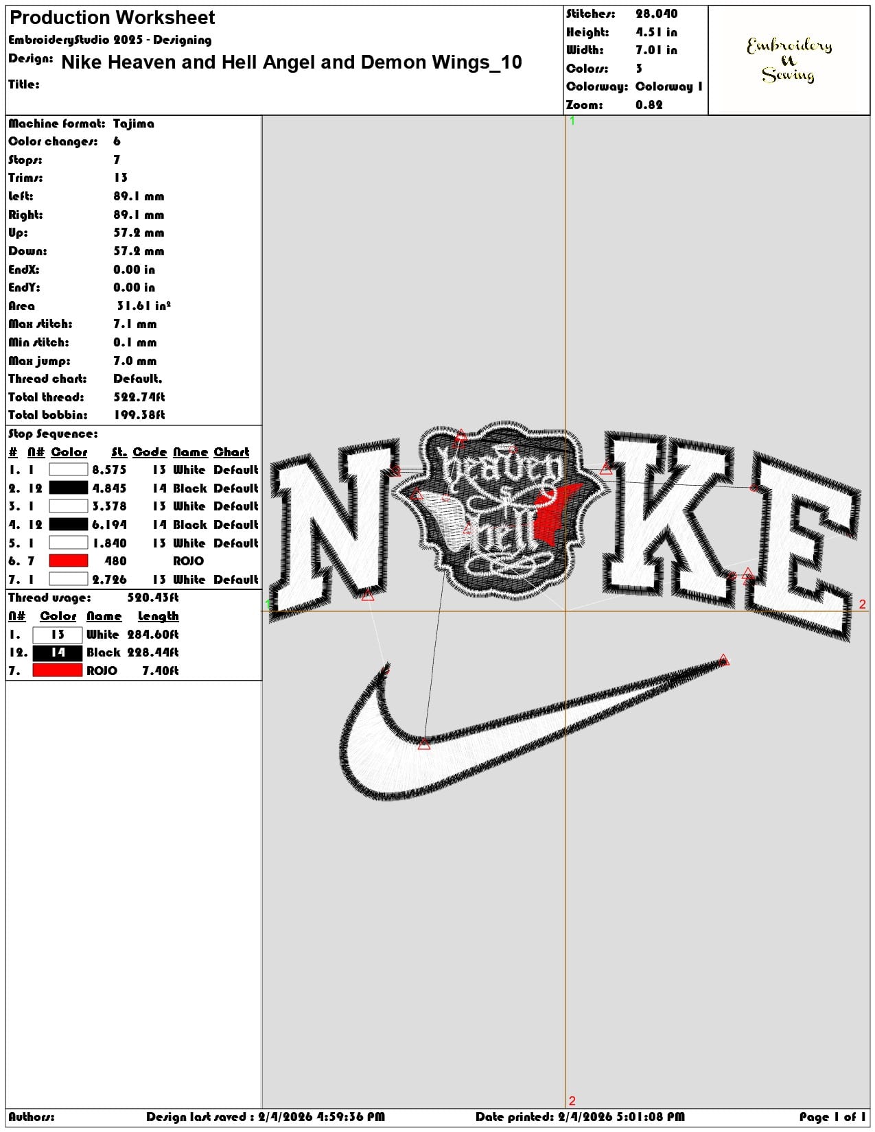 Nike Heaven and Hell Angel and Demon Wings  - Elegant embroidery design file-instant download — view 3