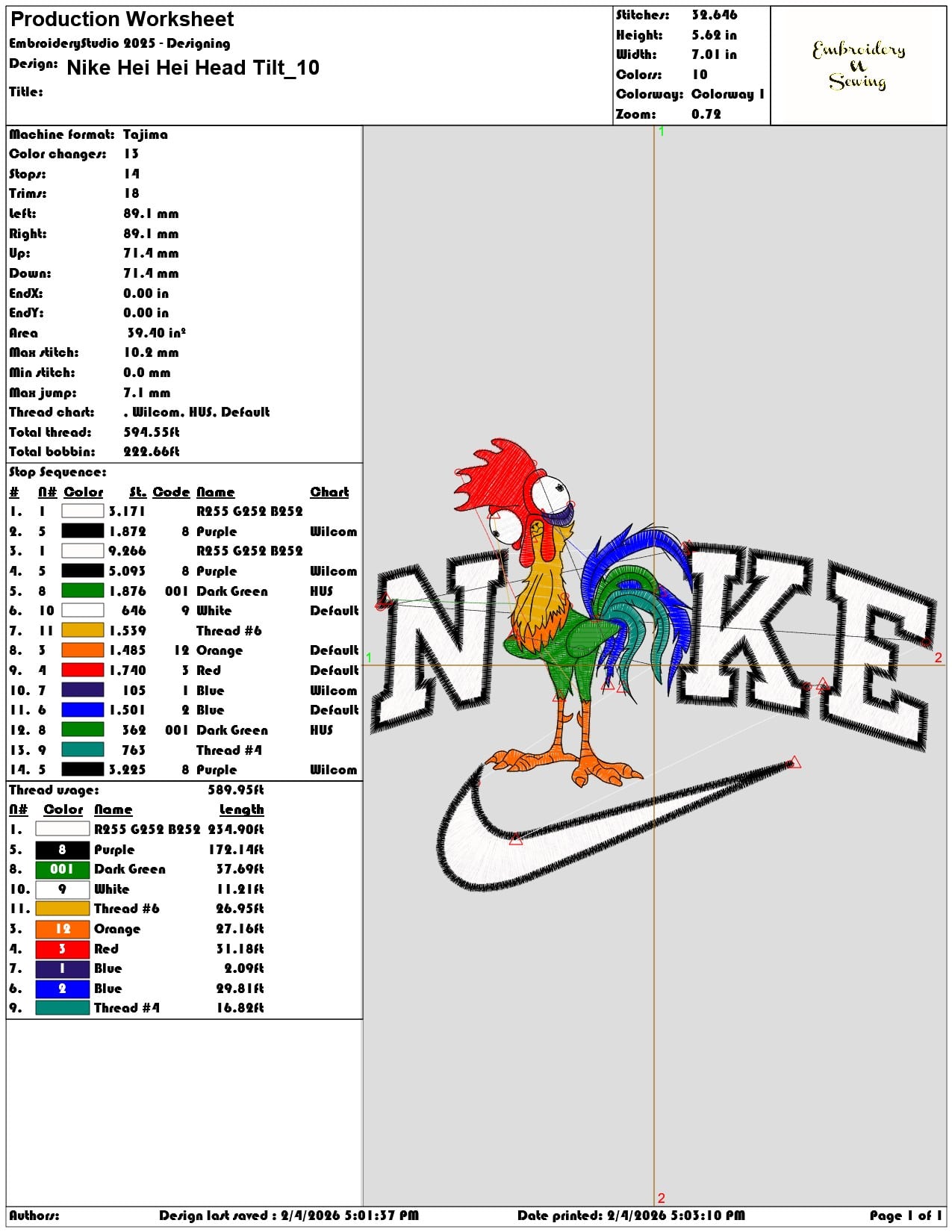 Nike Hei Hei Head Tilt  - Elegant embroidery design file-instant download — view 3