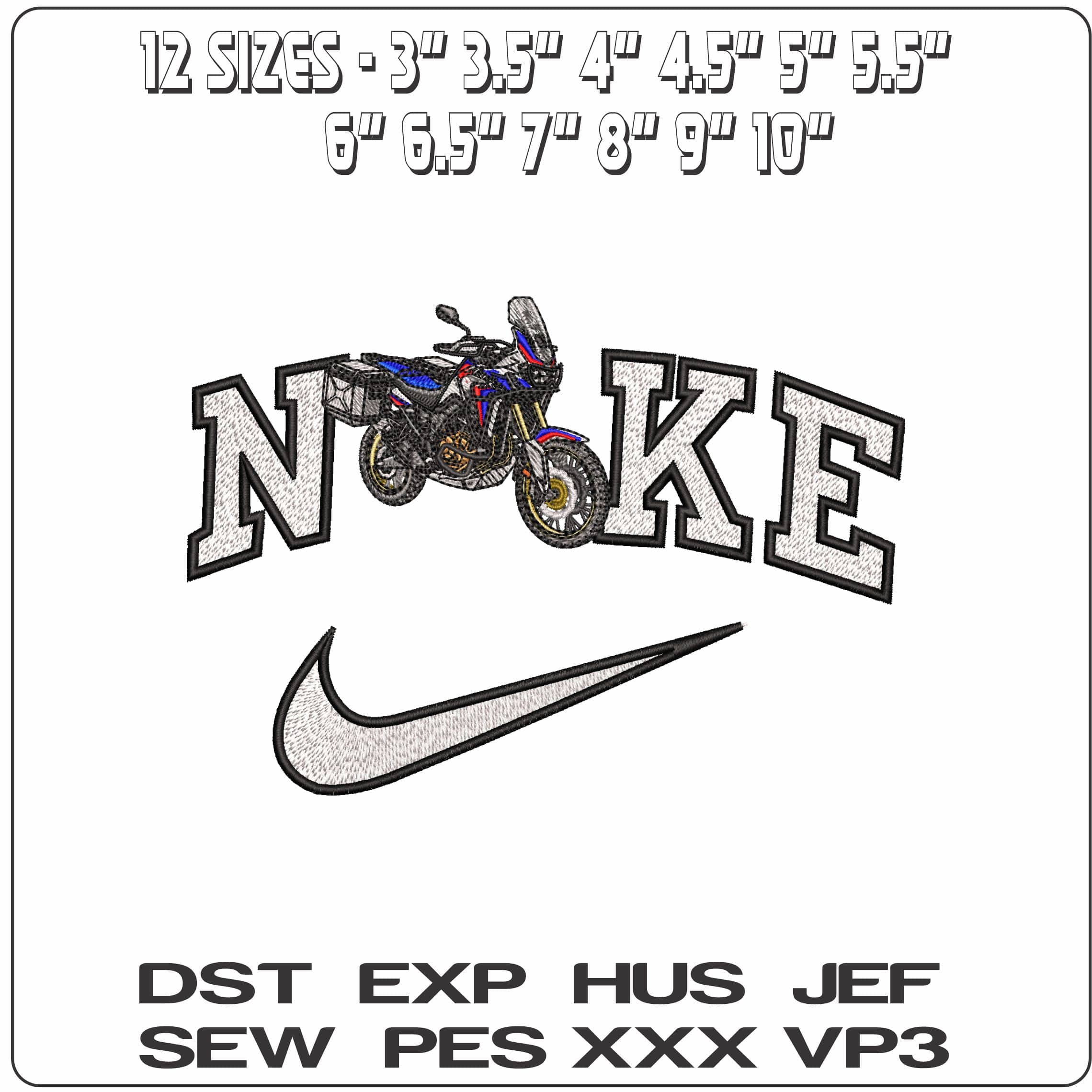 Nike Honda Africa Twin Motorbike  - Elegant embroidery design file-instant download — view 2