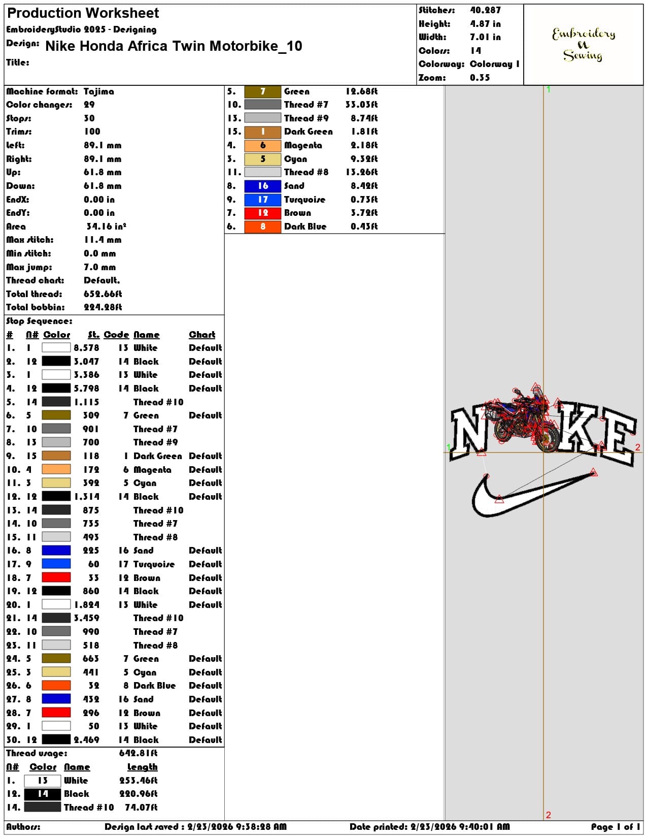 Nike Honda Africa Twin Motorbike  - Elegant embroidery design file-instant download — view 3