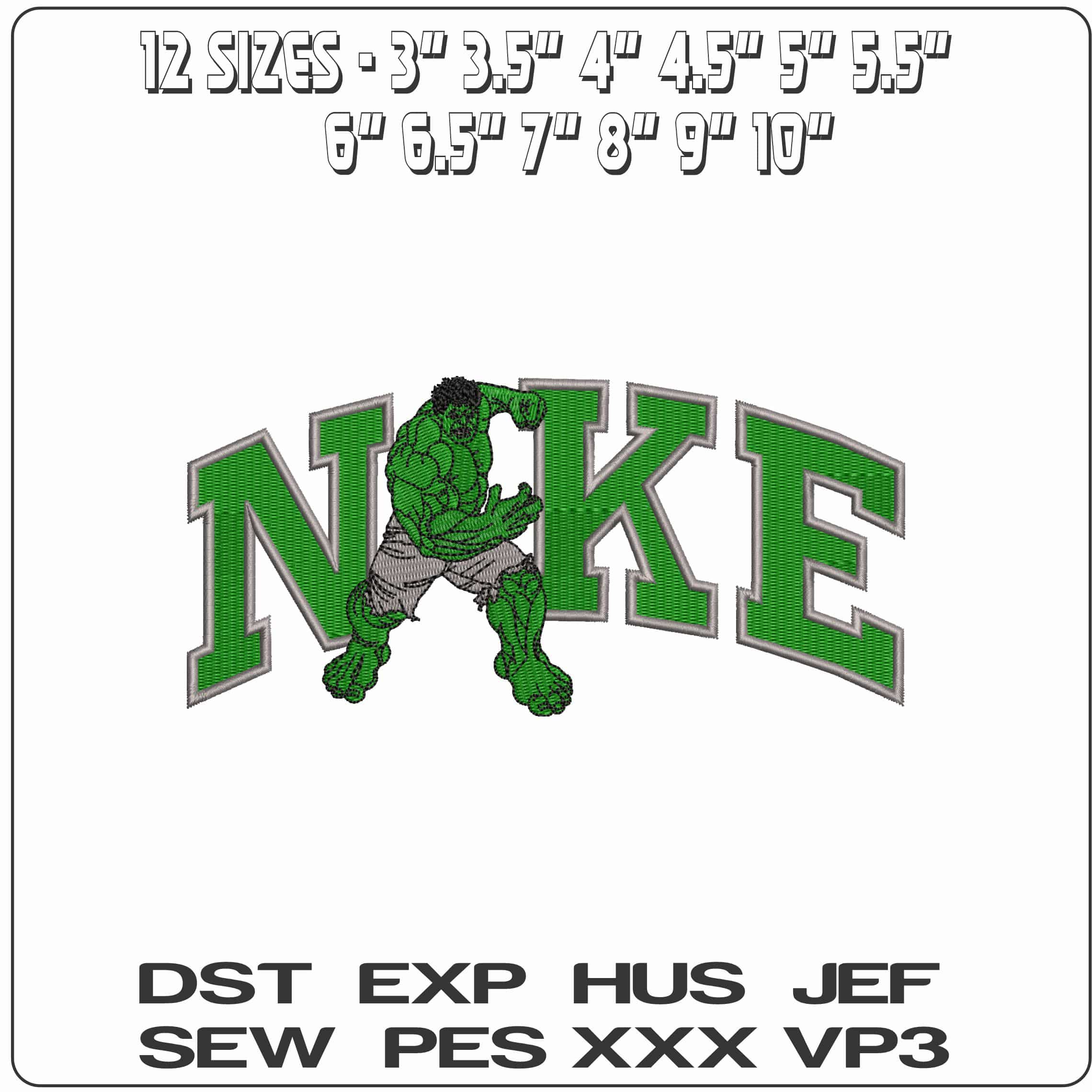 Nike Hulk ready to Bash  - Elegant embroidery design file-instant download — view 2