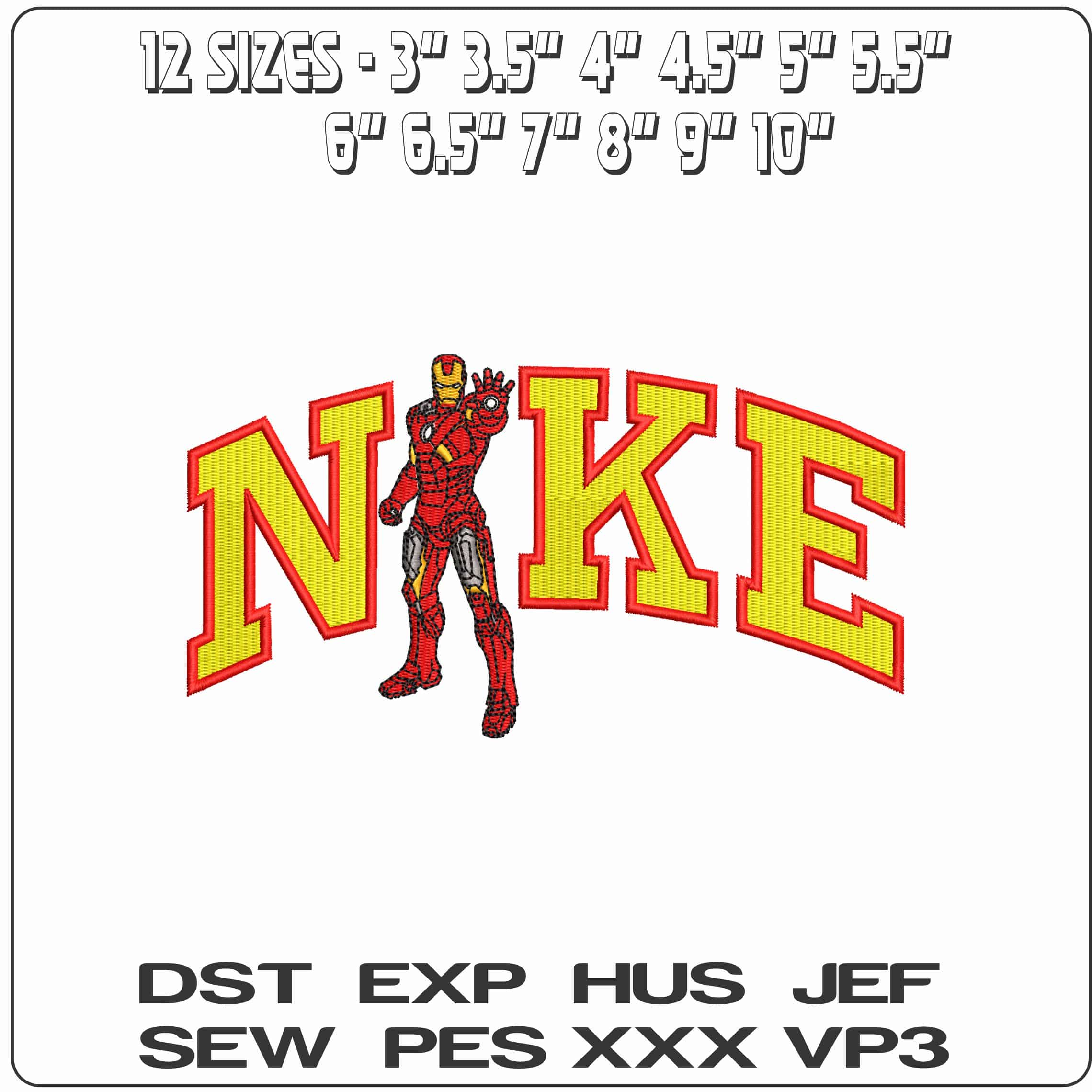 Nike Iron Man using Arc Reactor  - Elegant embroidery design file-instant download — view 2