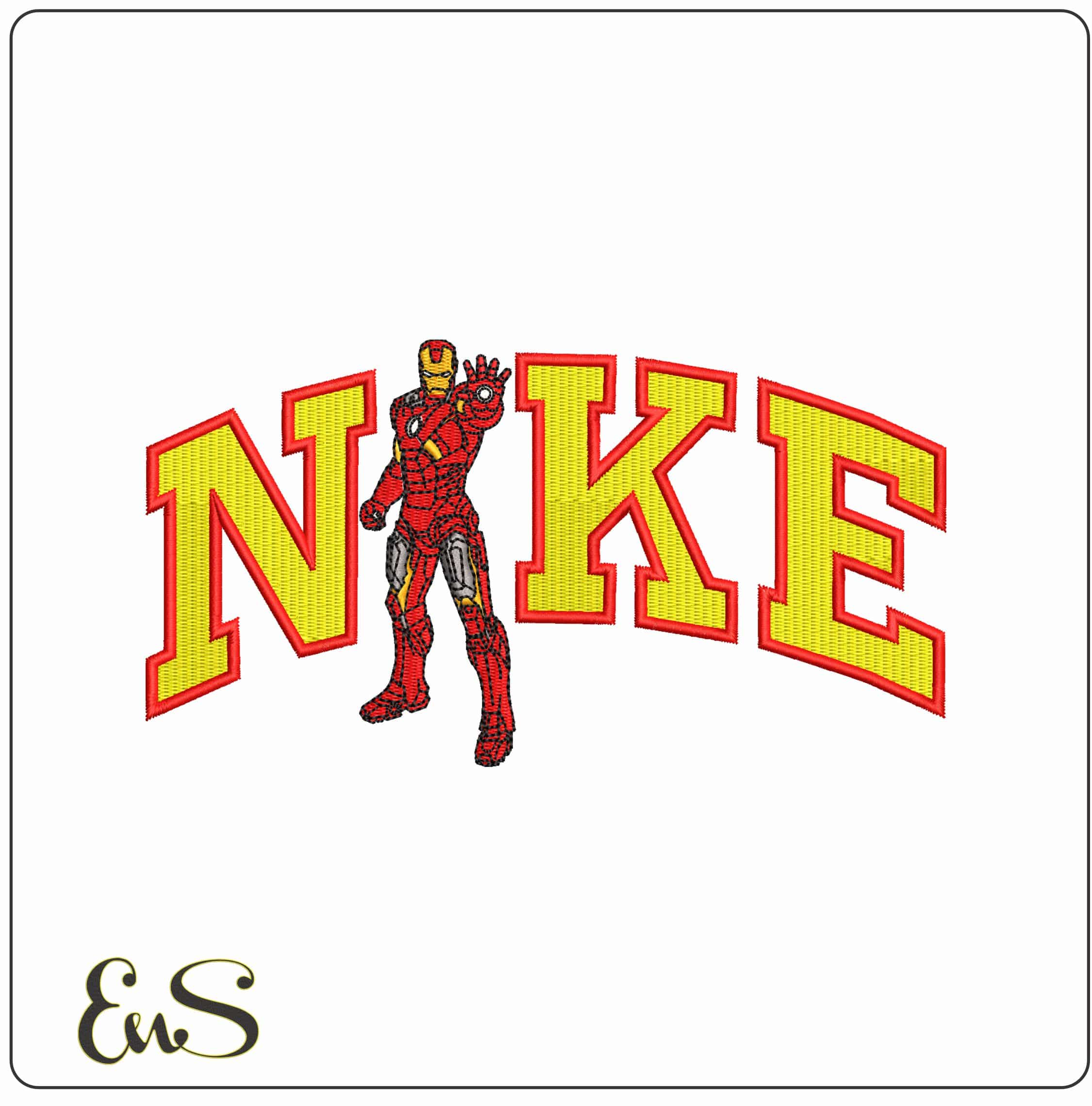 Nike Iron Man using Arc Reactor  - Elegant embroidery design file-instant download