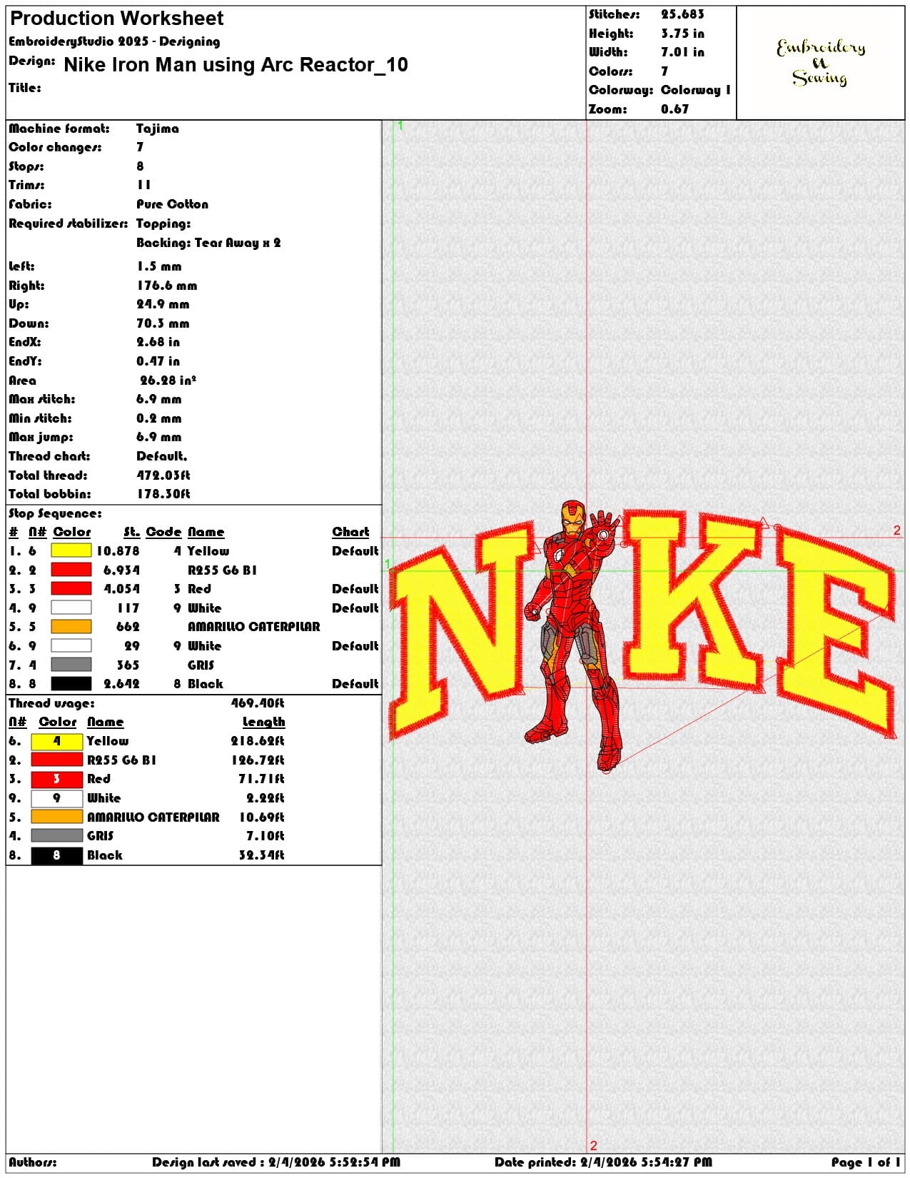Nike Iron Man using Arc Reactor  - Elegant embroidery design file-instant download — view 3