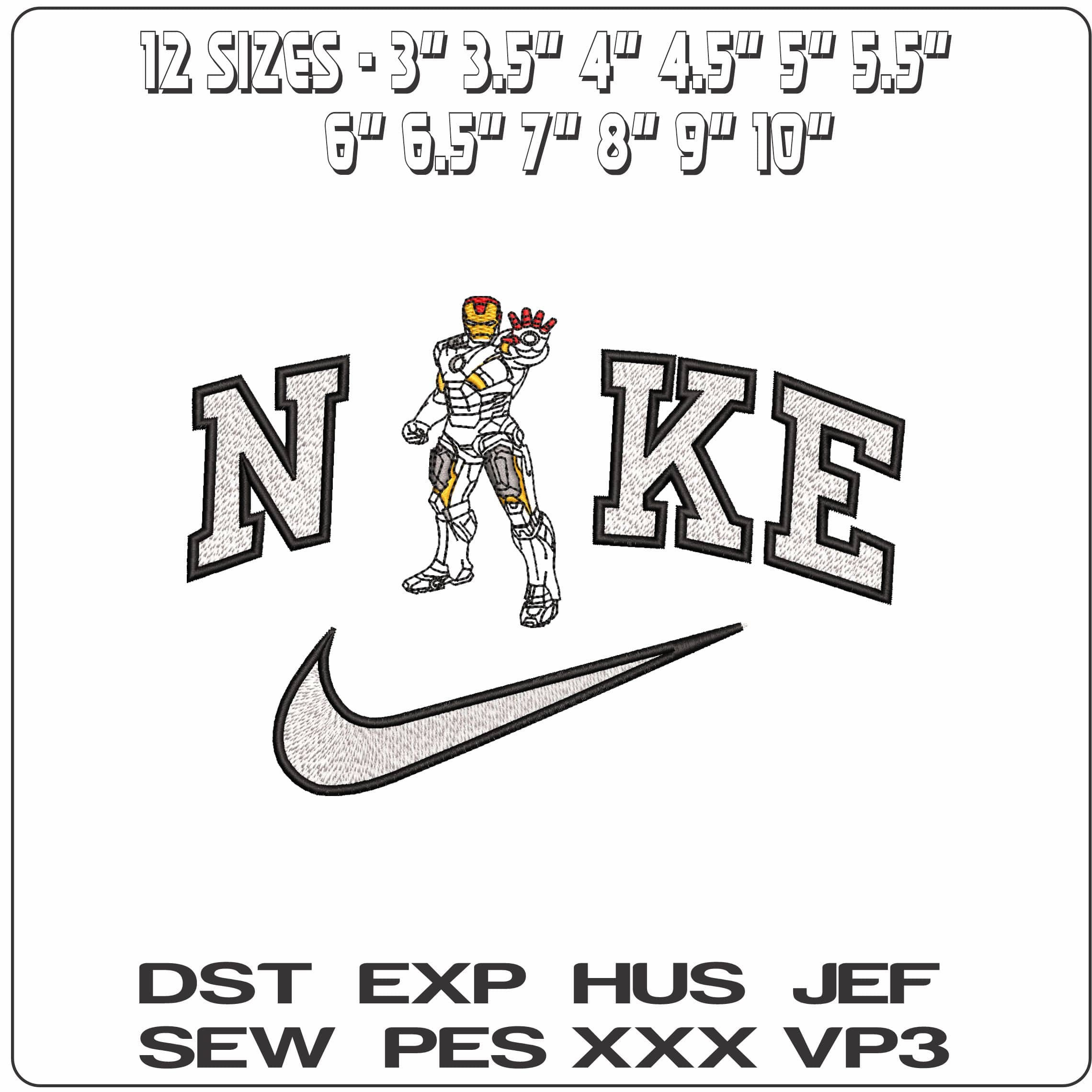 Nike Ironman Ready to fire Marvel Comic  - Elegant embroidery design file-instant download — view 2