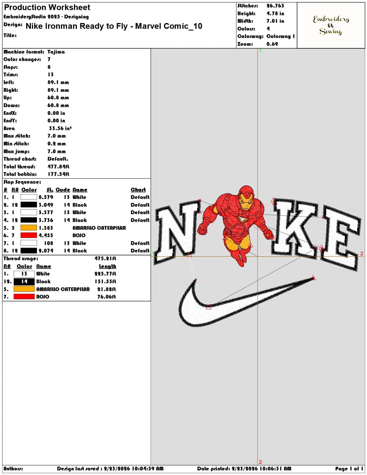Nike Ironman Ready to Fly Marvel Comic  - Elegant embroidery design file-instant download — view 3