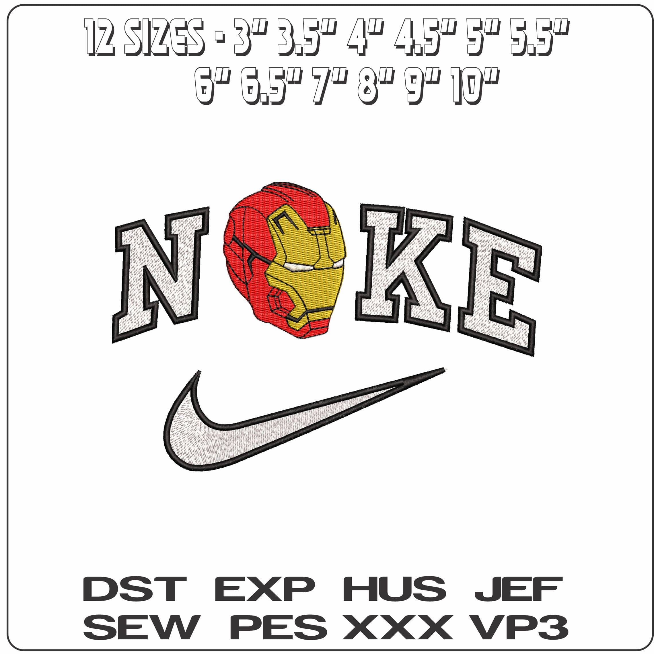 Nike Ironman Side Mask Marvel Comic  - Elegant embroidery design file-instant download — view 2
