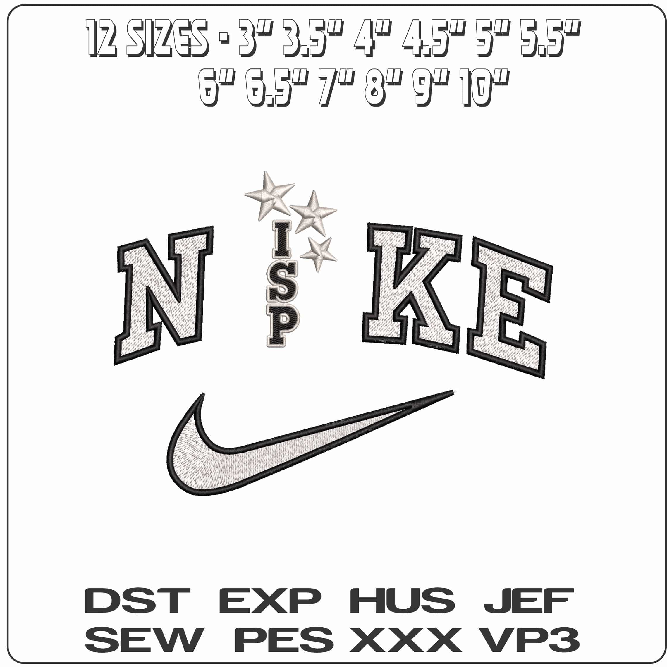 Nike ISP 3 stars  - Elegant embroidery design file-instant download — view 2