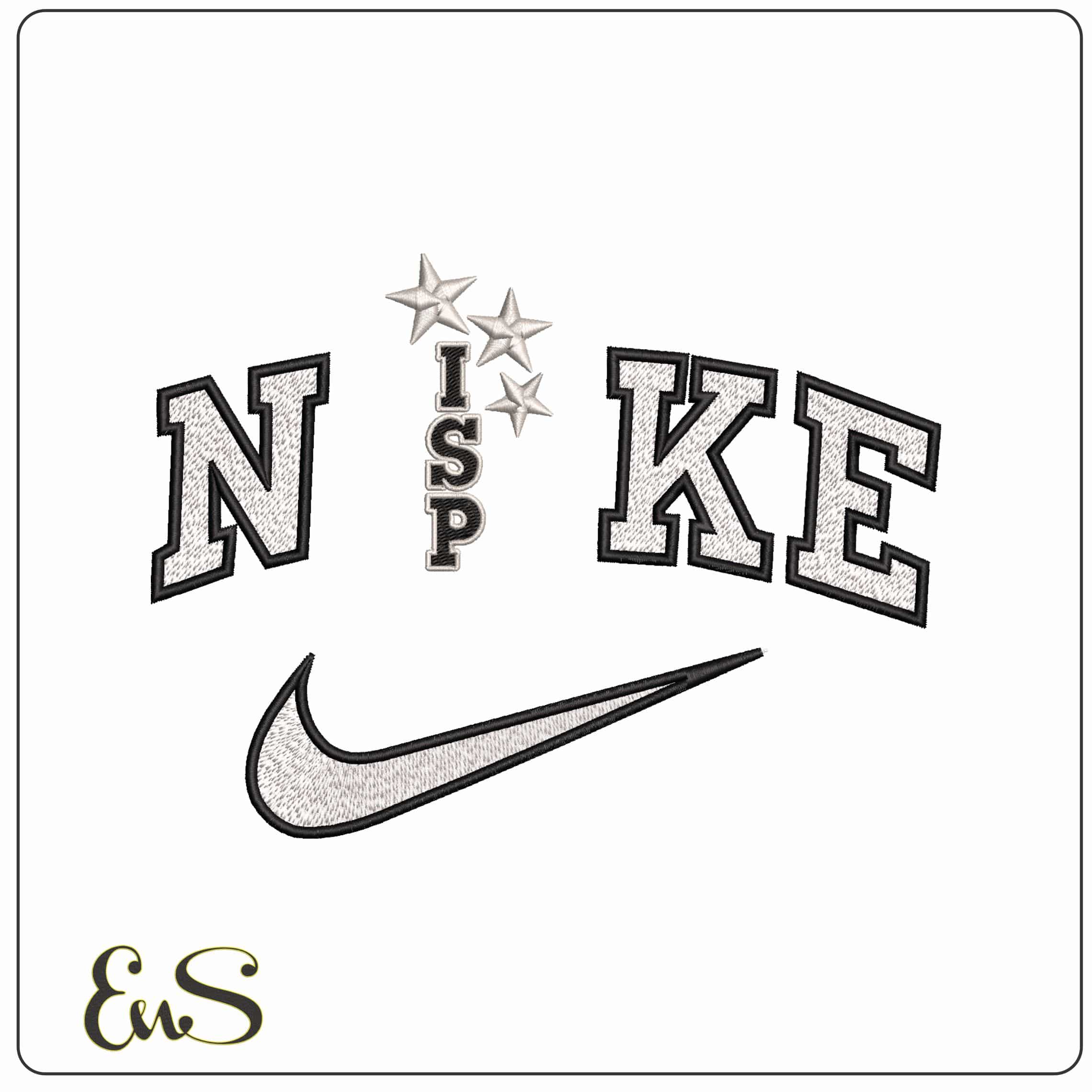 Nike ISP 3 stars  - Elegant embroidery design file-instant download
