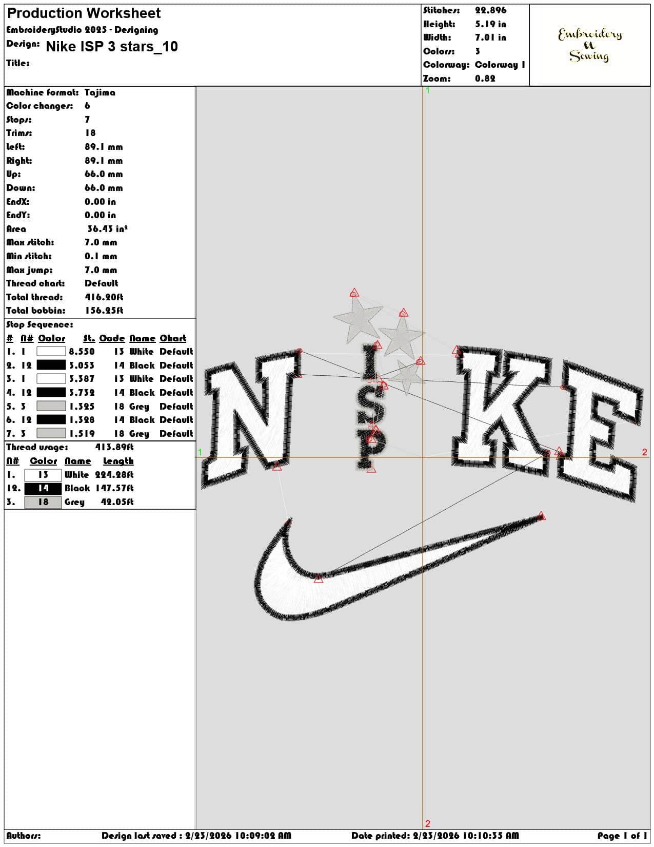 Nike ISP 3 stars  - Elegant embroidery design file-instant download — view 3