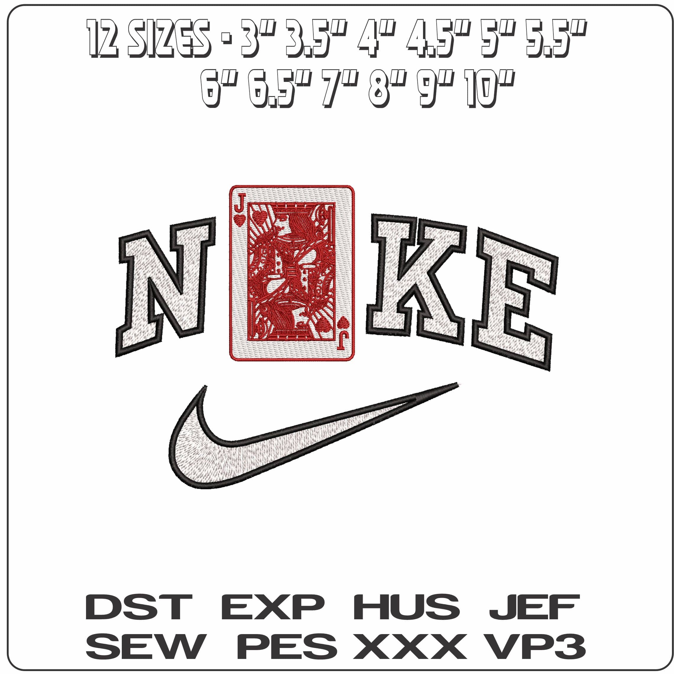 Nike Jack Of Hearts Playing Card  - Elegant embroidery design file-instant download — view 2