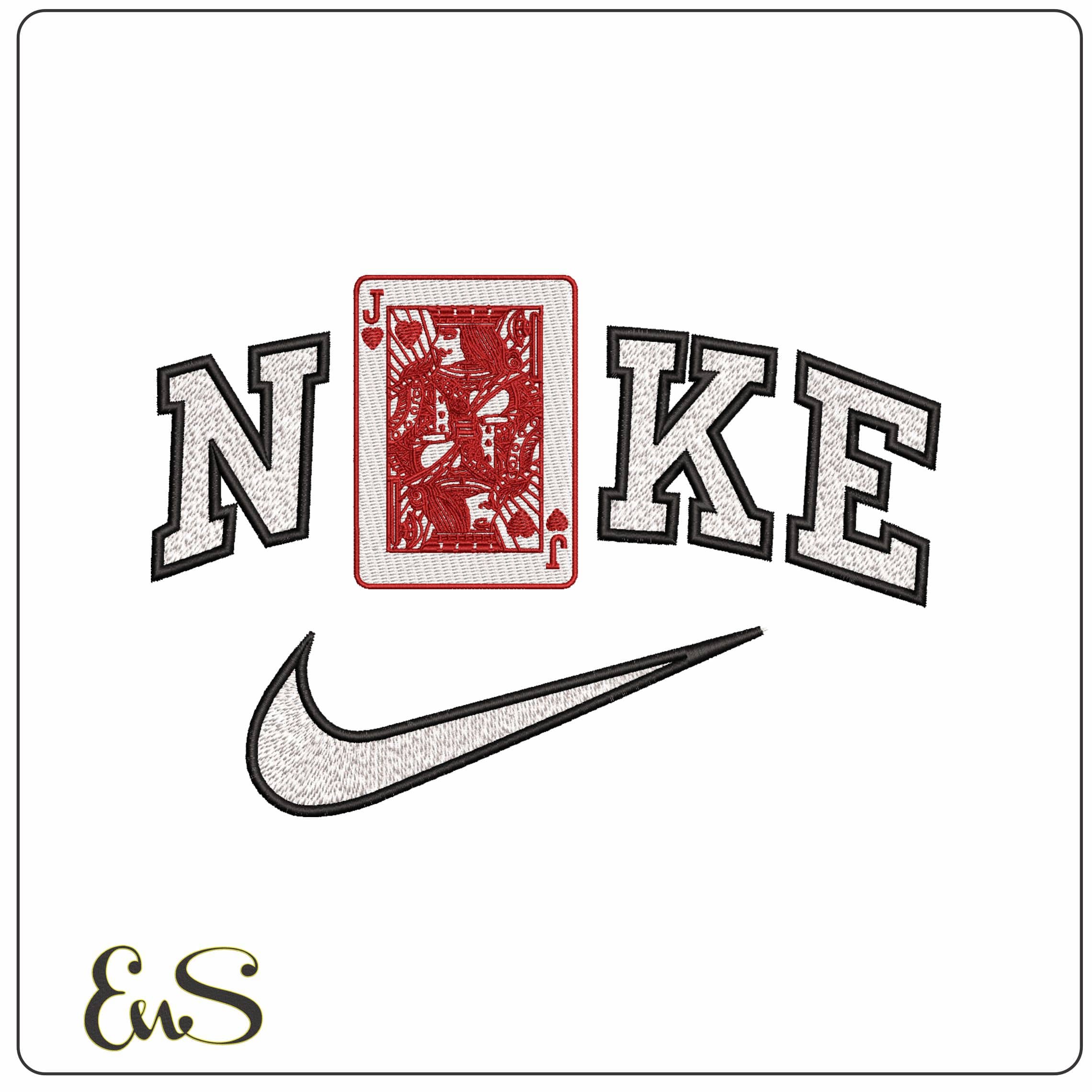 Nike Jack Of Hearts Playing Card  - Elegant embroidery design file-instant download