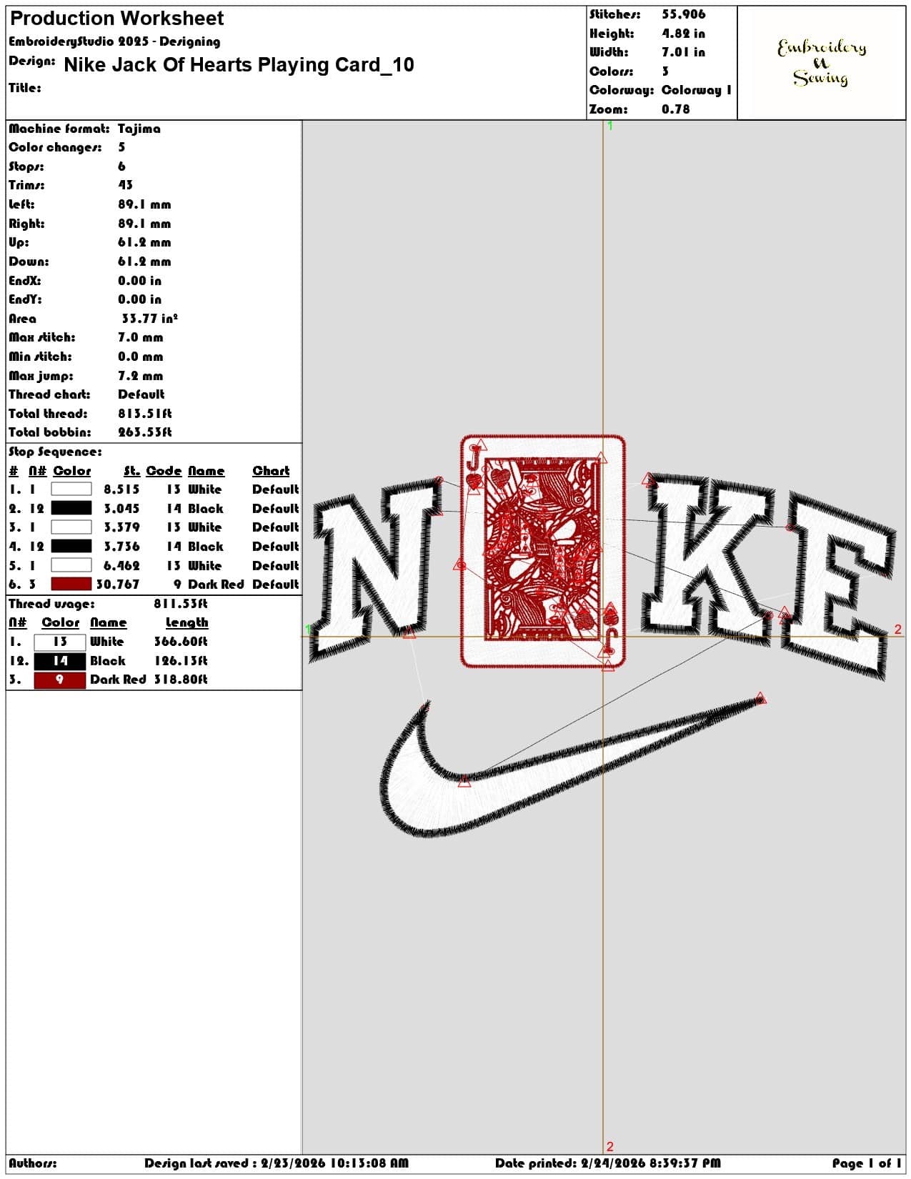 Nike Jack Of Hearts Playing Card  - Elegant embroidery design file-instant download — view 3