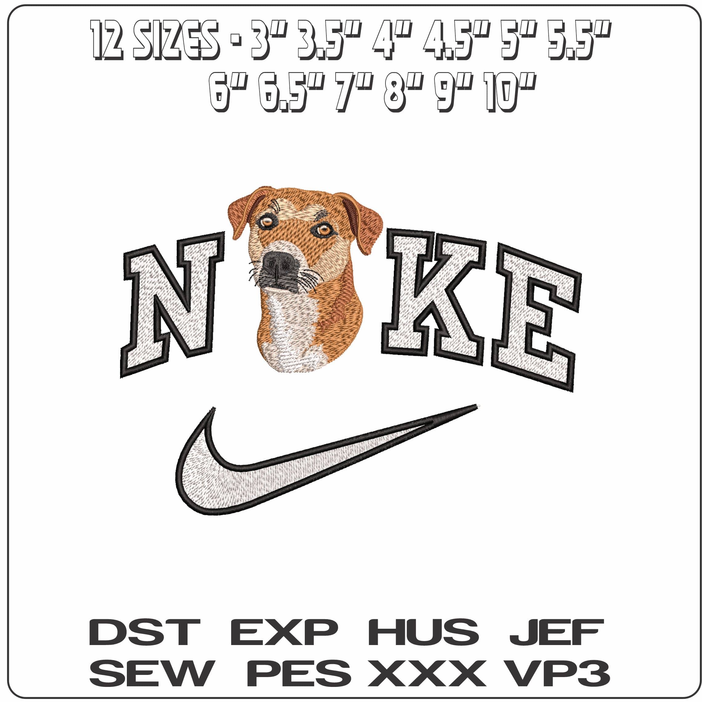 Nike Jack Russel Terrier Dog Face  - Elegant embroidery design file-instant download — view 2
