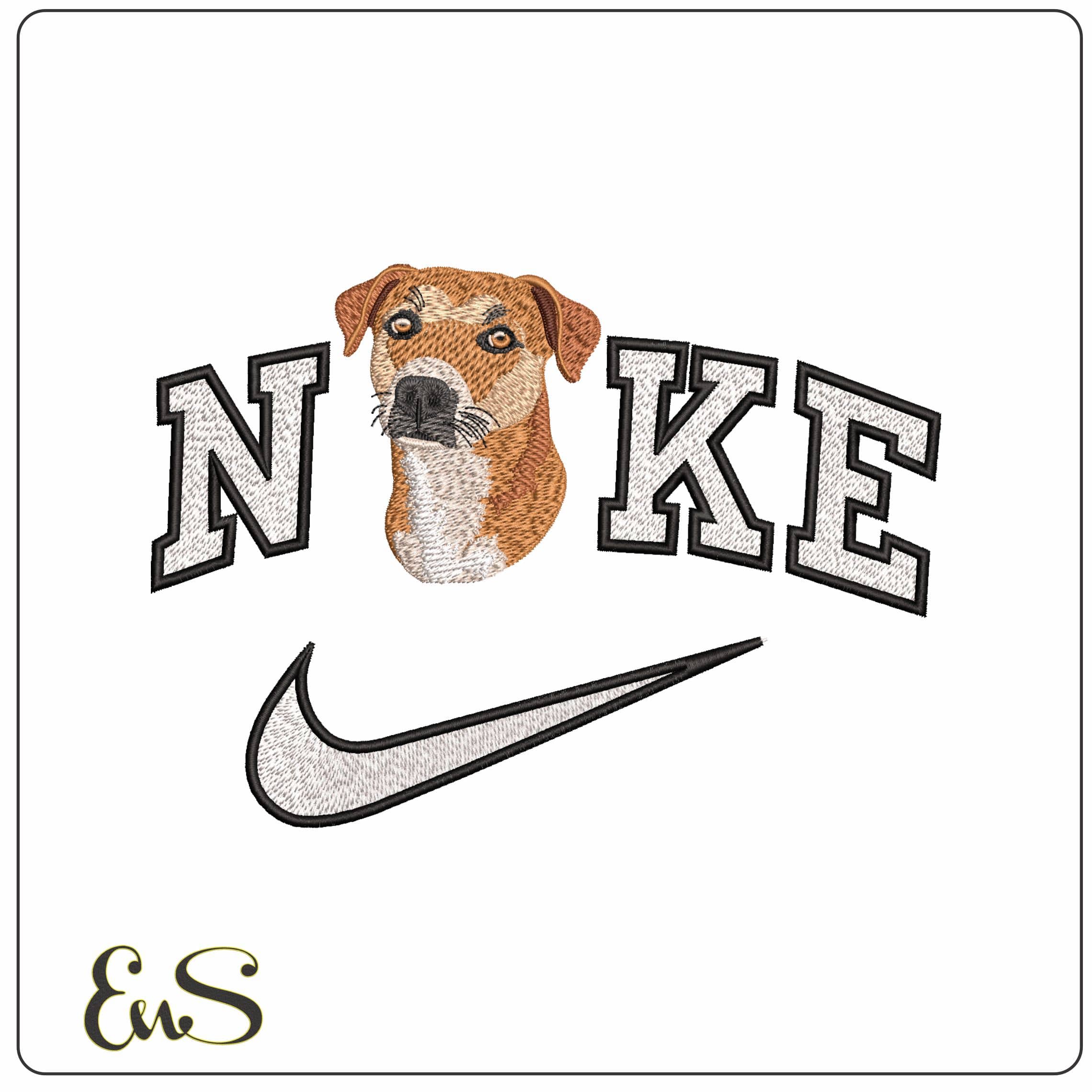 Nike Jack Russel Terrier Dog Face  - Elegant embroidery design file-instant download