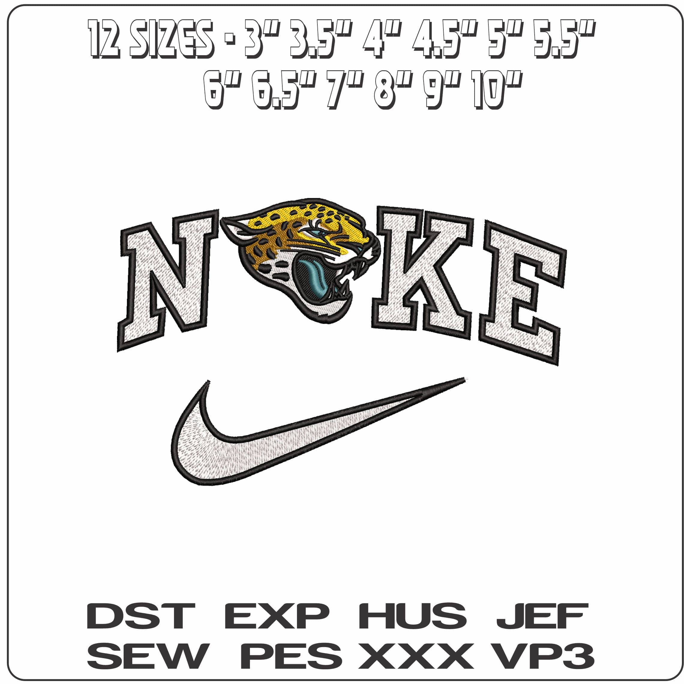 Nike Jacksonville Jaguars NFL  - Elegant embroidery design file-instant download — view 2