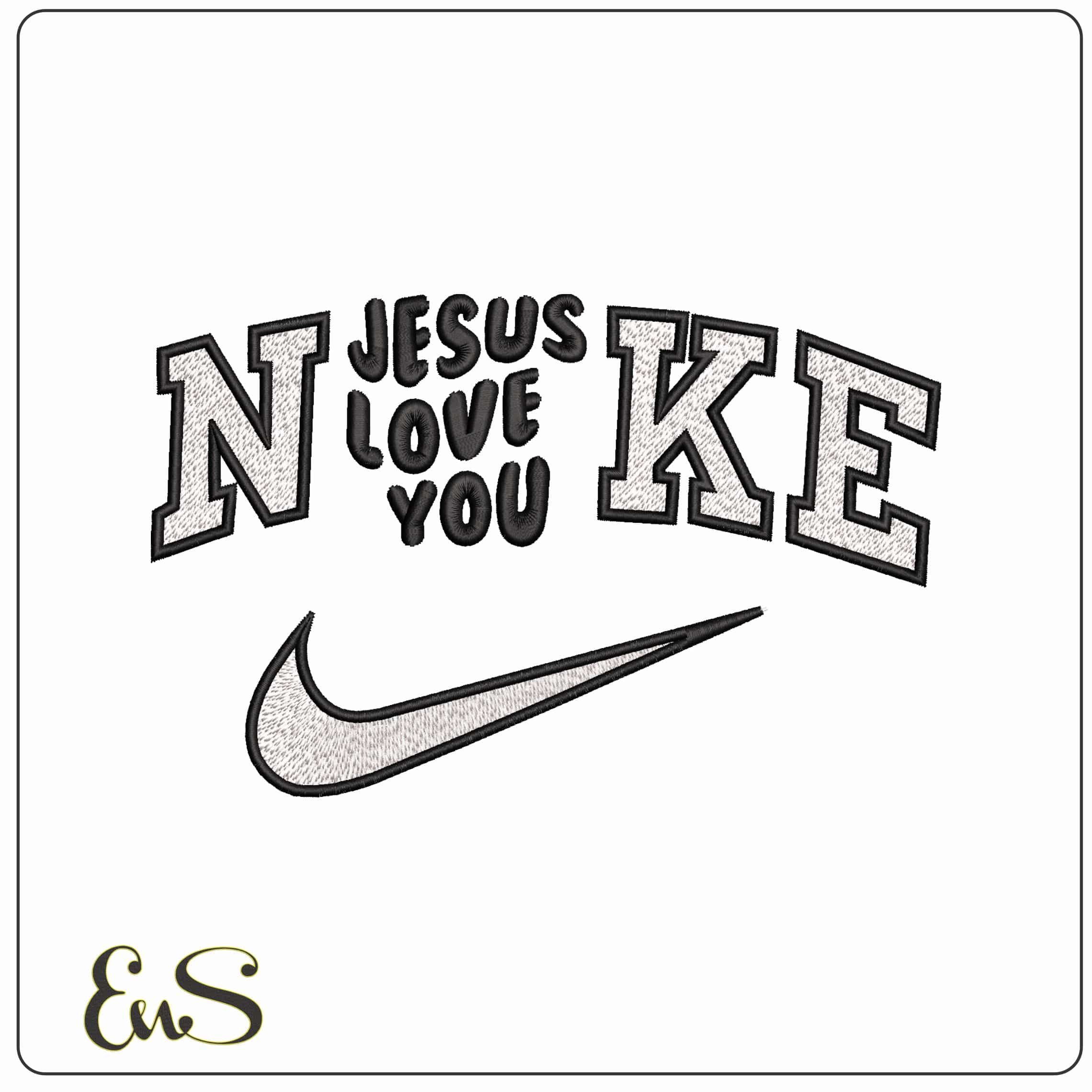 Nike Jesus Loves You  - Elegant embroidery design file-instant download