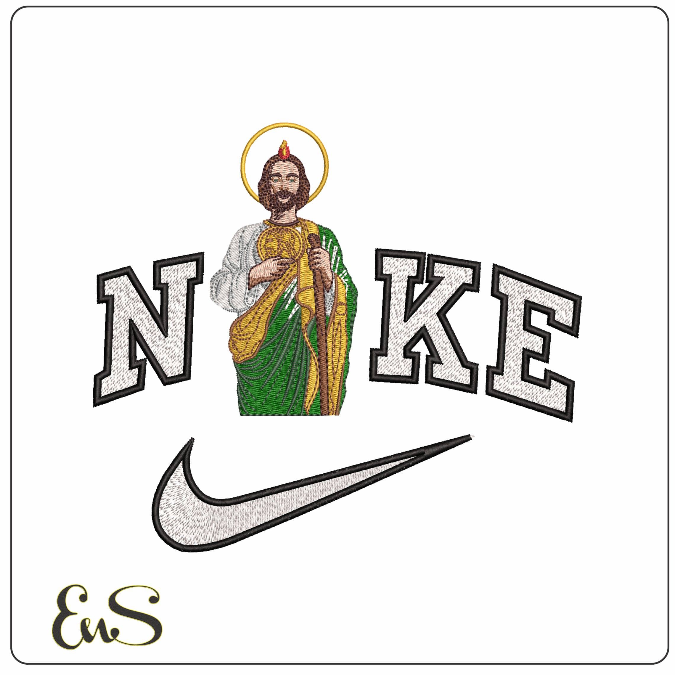 Nike Jesus Standing  - Elegant embroidery design file-instant download