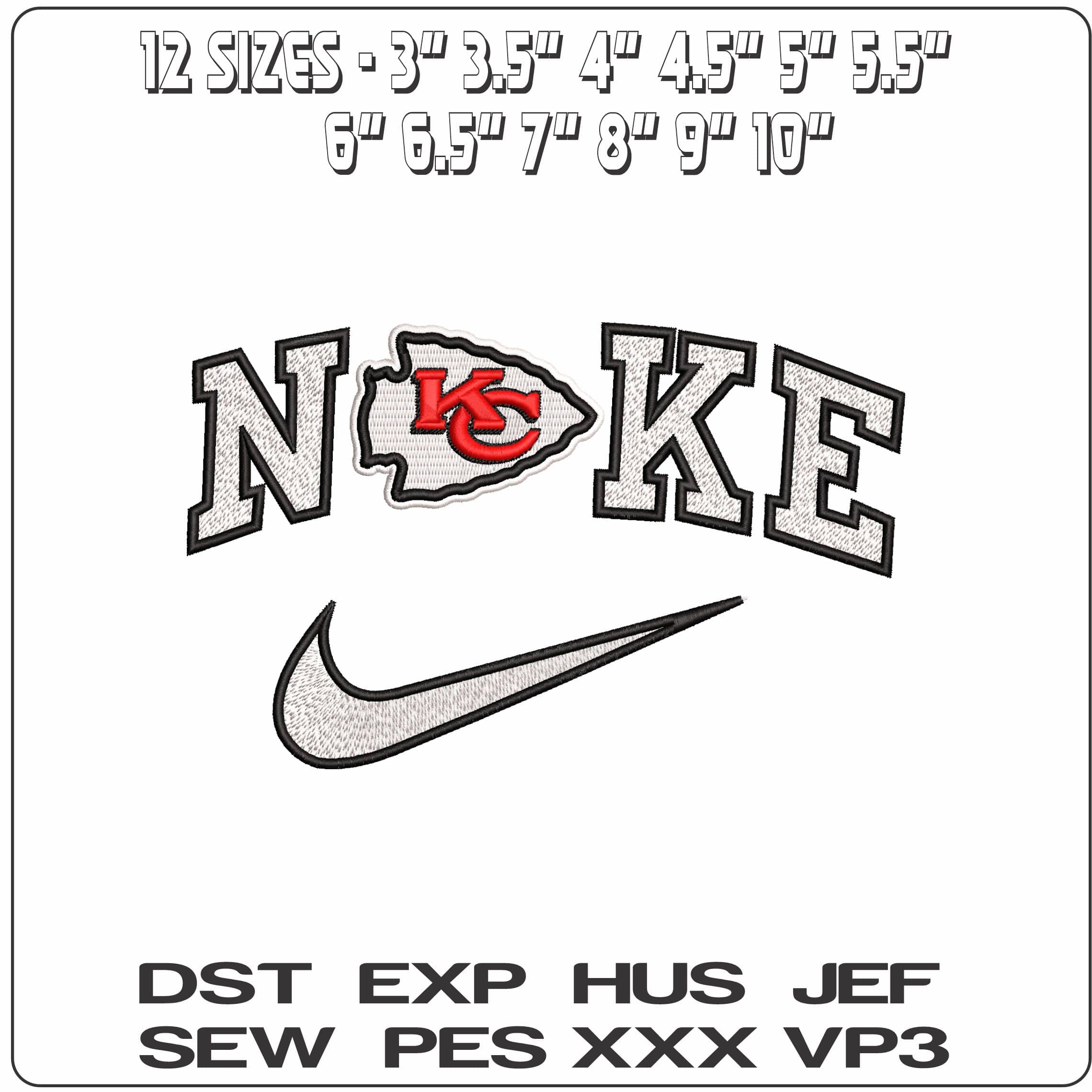Nike Kansas City Chiefs NFL  - Elegant embroidery design file-instant download — view 2