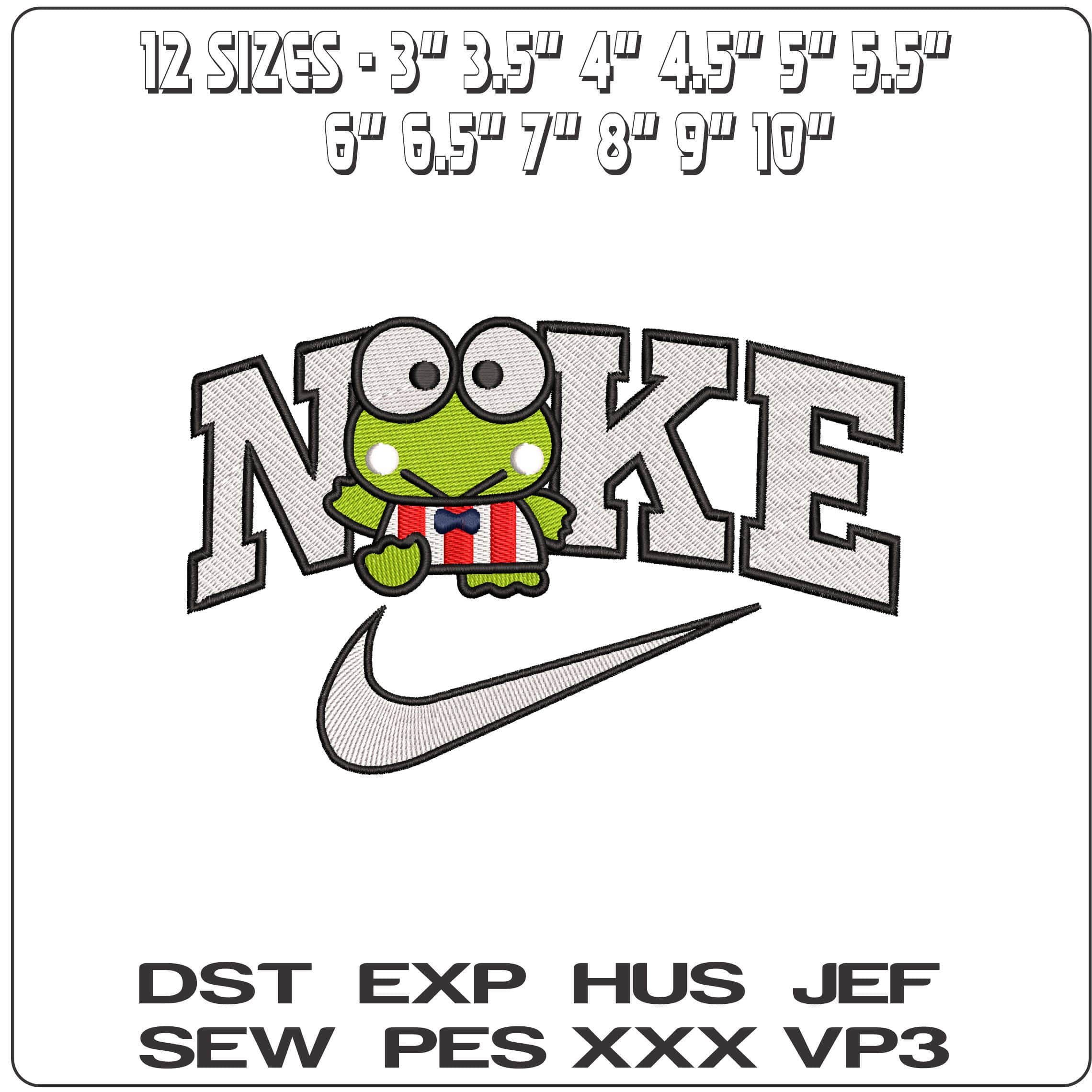 Nike Keroppi Frog Hello Kitty  - Elegant embroidery design file-instant download — view 2