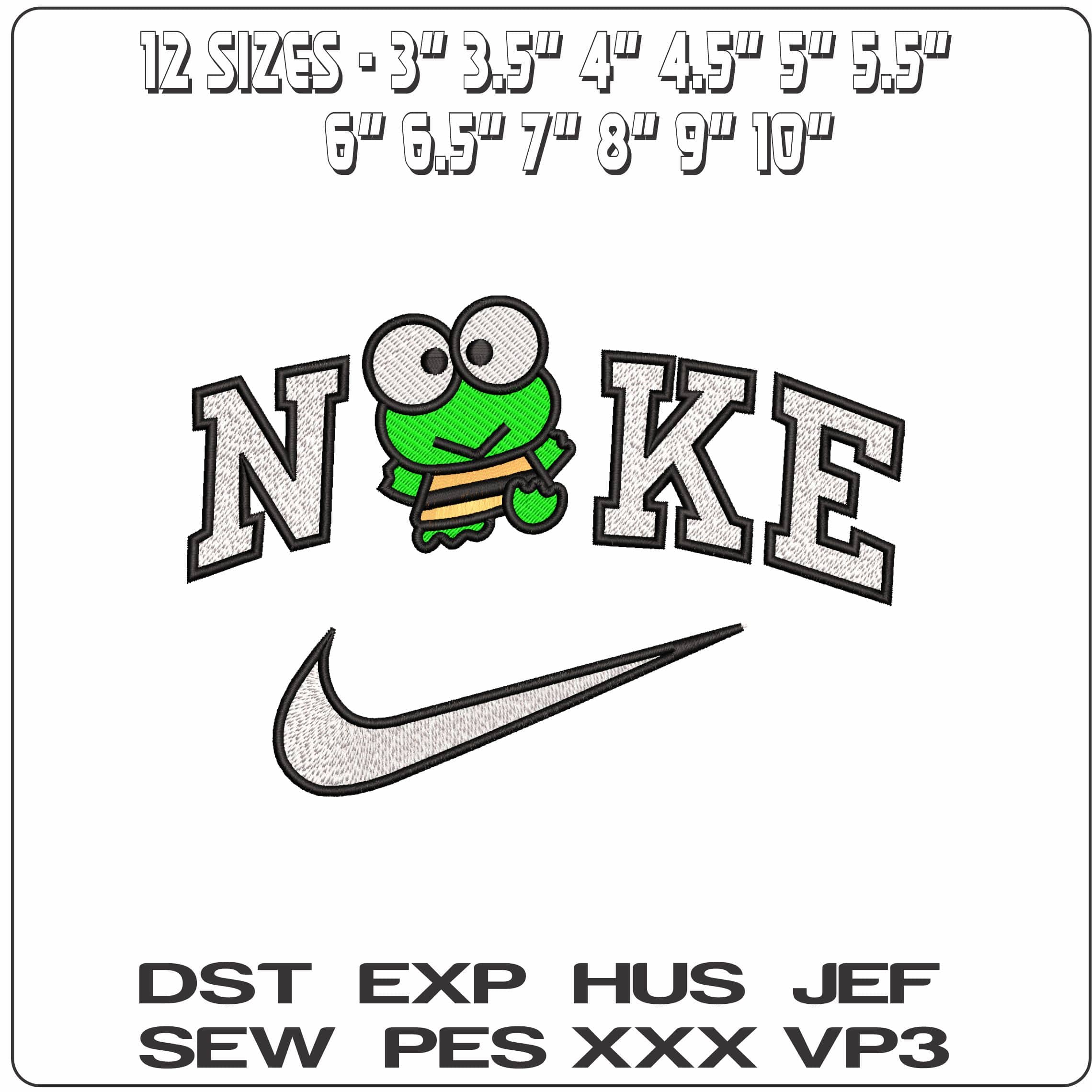 Nike Keroppi from Sanrio Hello Kitty  - Elegant embroidery design file-instant download — view 2