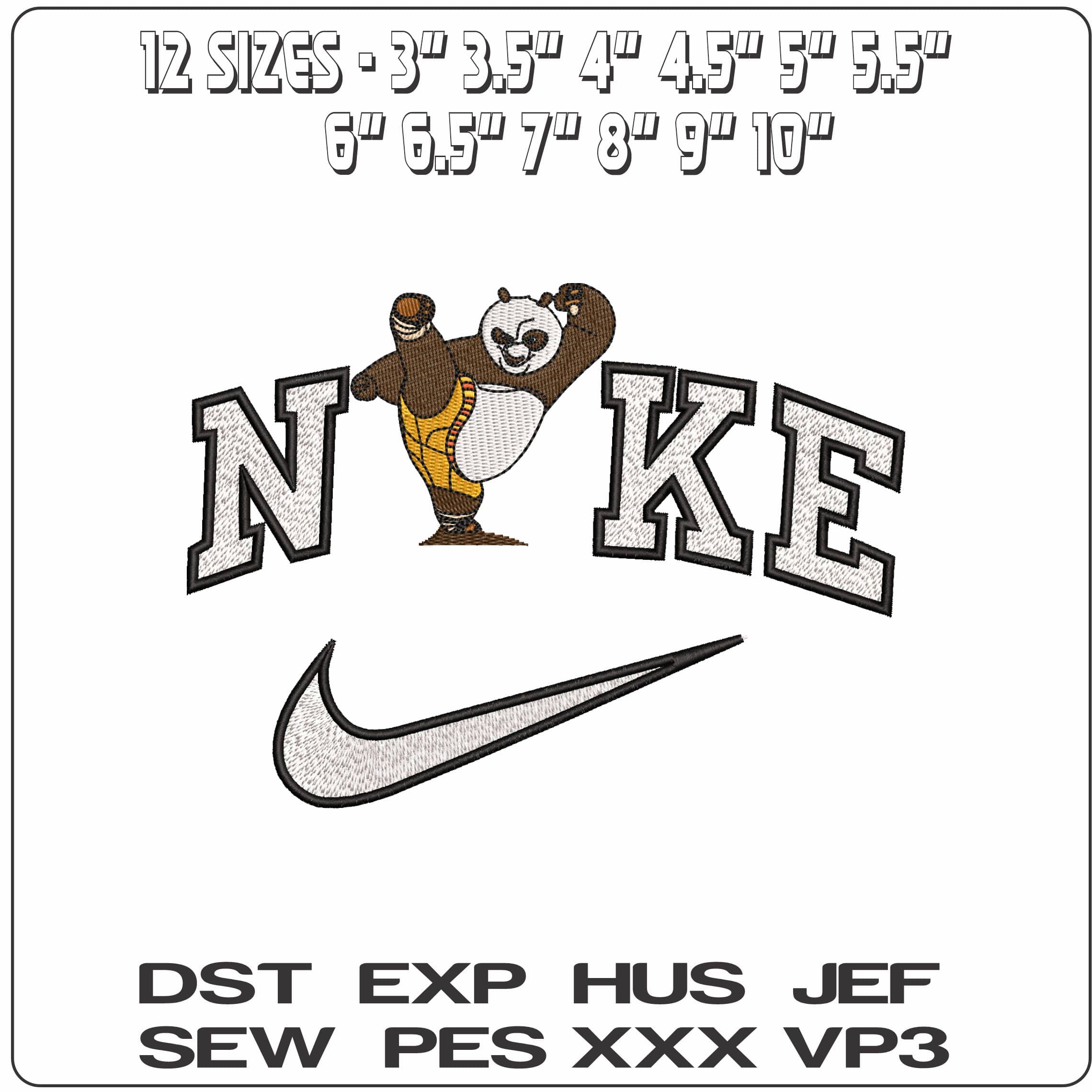 Nike Kung Fu Panda Kick Kung Fu Panda Cartoon  - Elegant embroidery design file-instant download — view 2