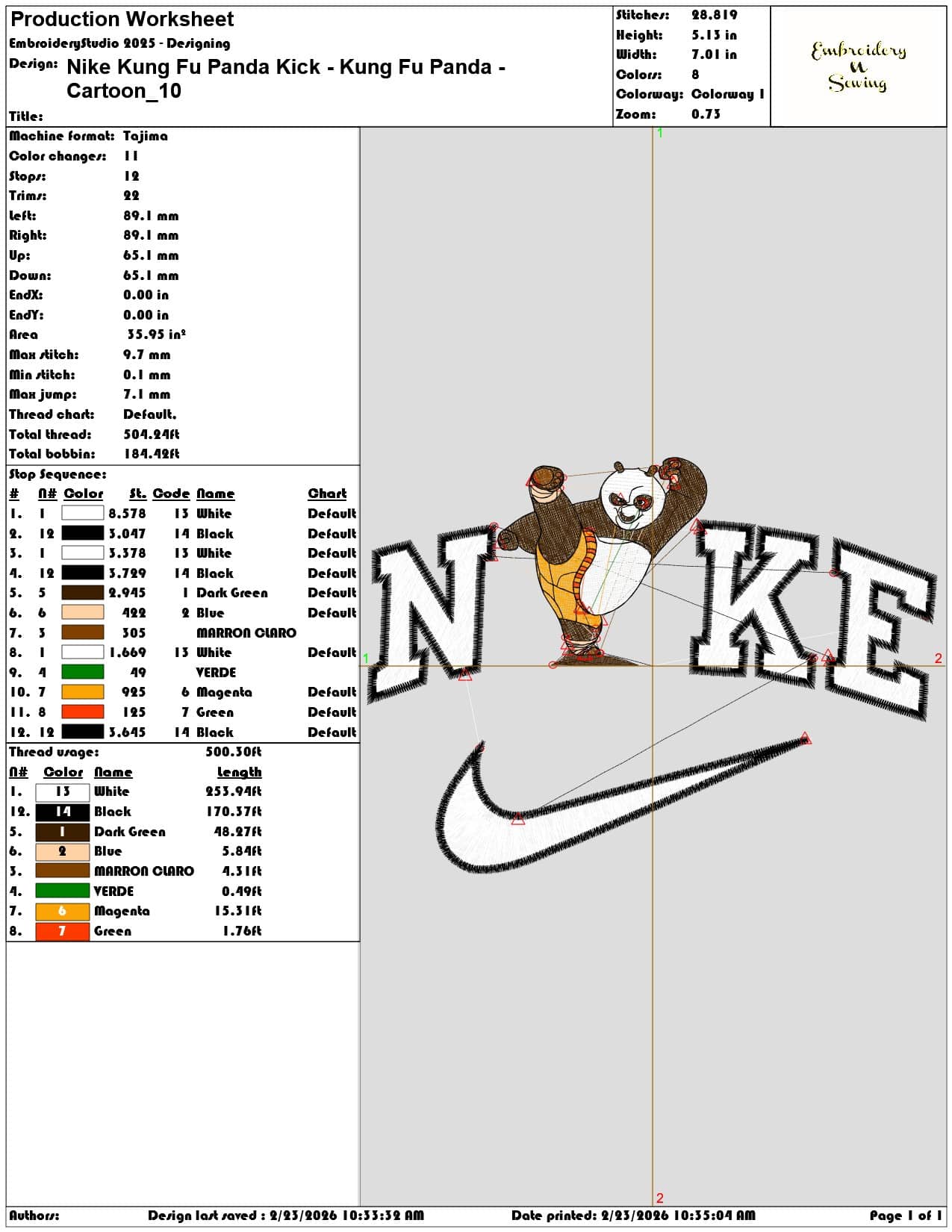 Nike Kung Fu Panda Kick Kung Fu Panda Cartoon  - Elegant embroidery design file-instant download — view 3