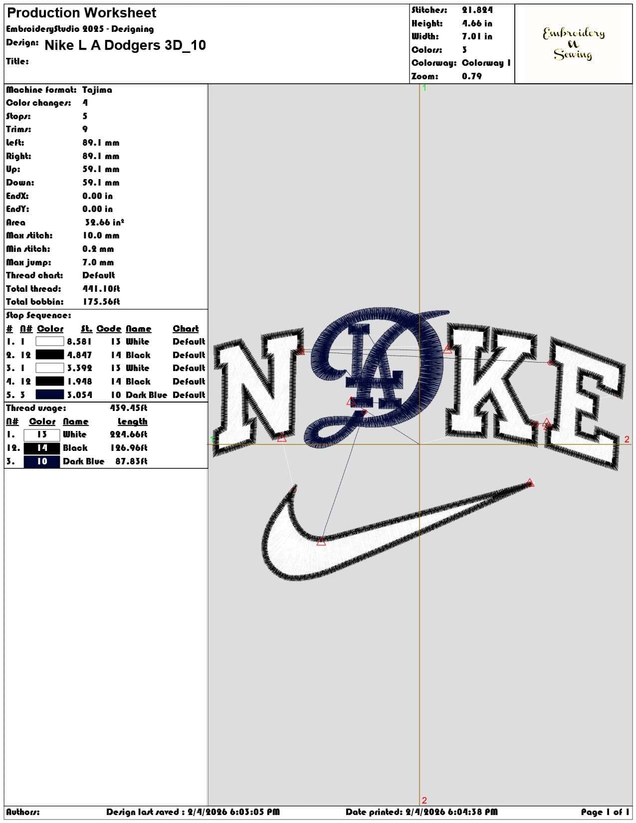 Nike L A Dodgers 3D  - Elegant embroidery design file-instant download — view 3