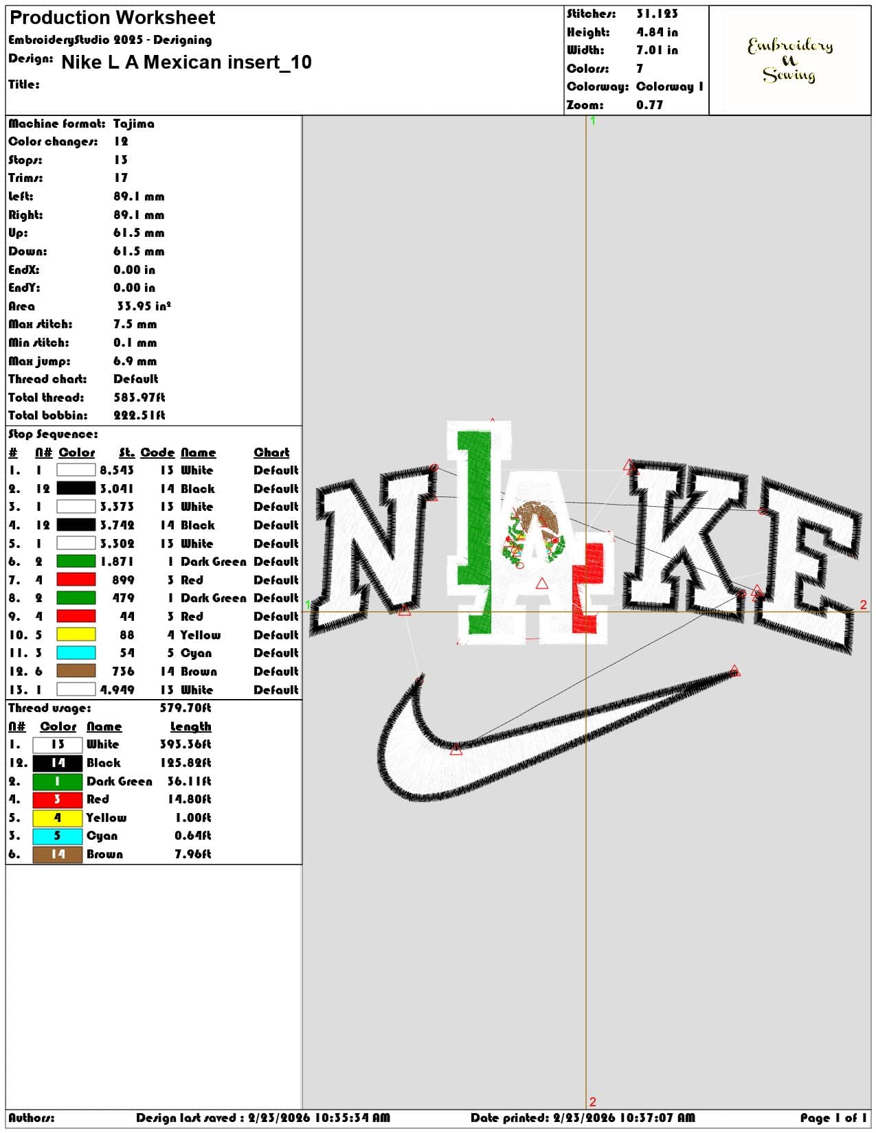 Nike L A Mexican insert  - Elegant embroidery design file-instant download — view 3