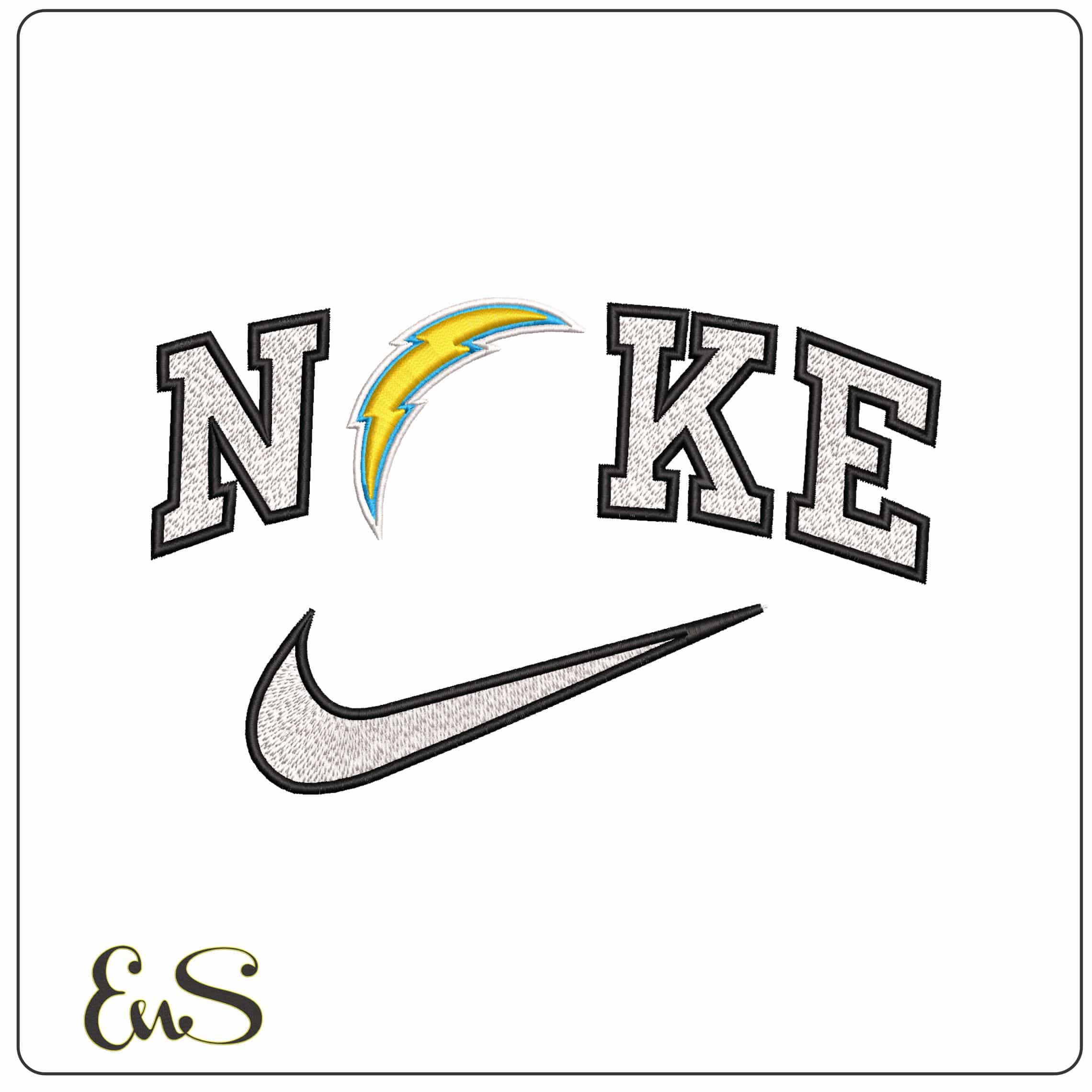 Nike LA Chargers NFL  - Elegant embroidery design file-instant download