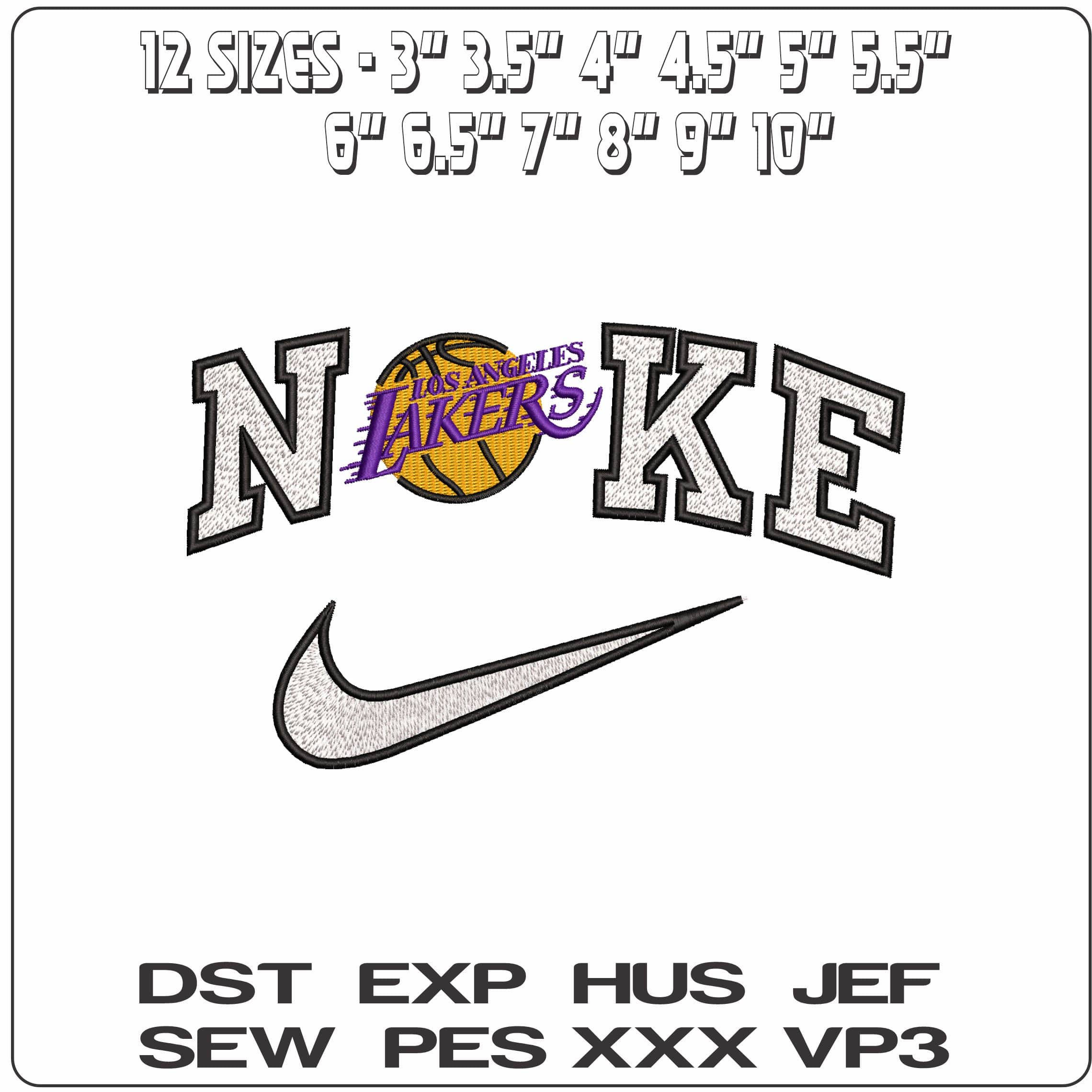 Nike LA Laker Basketball NBA   - Elegant embroidery design file-instant download — view 2