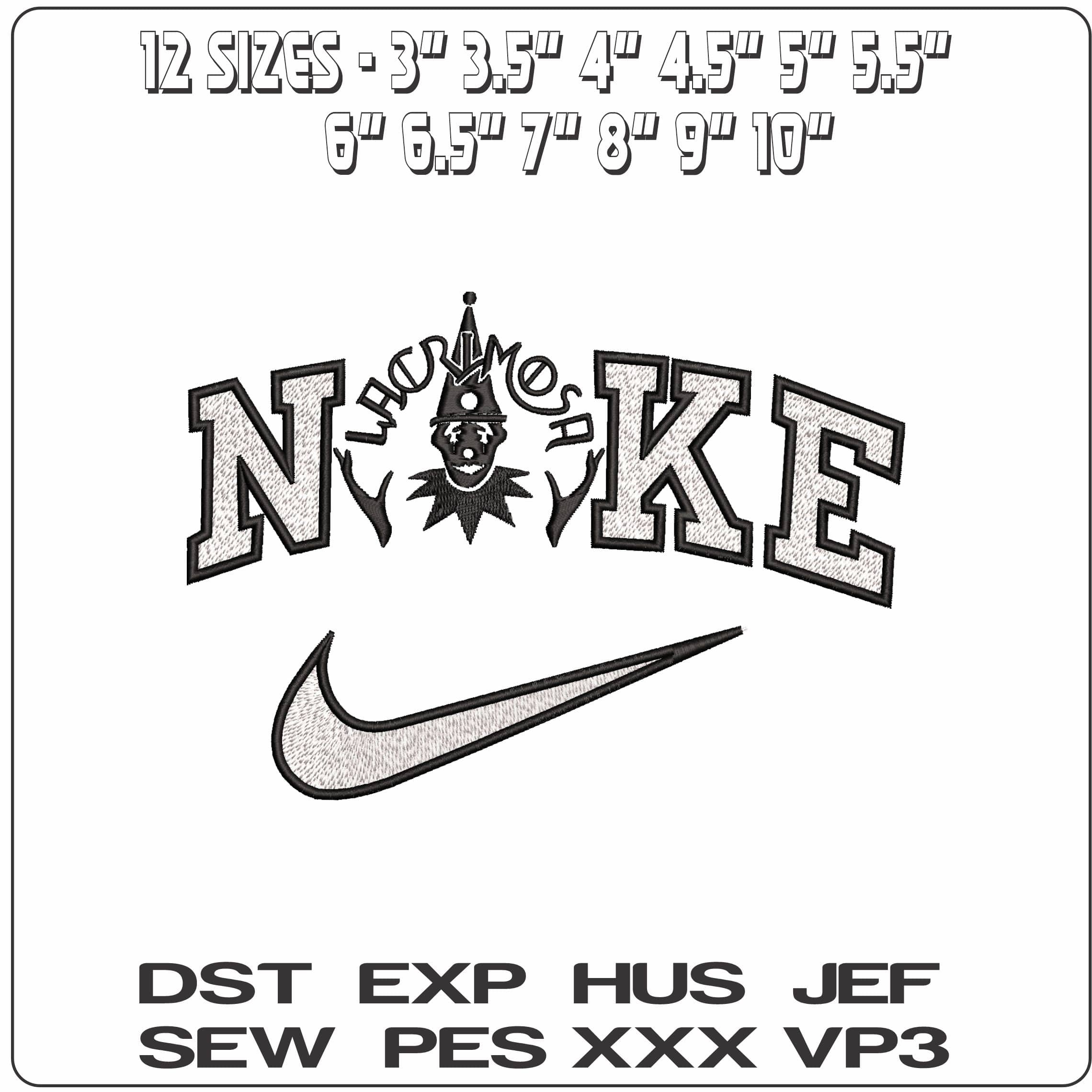 Nike Lacrimosa Clown   - Elegant embroidery design file-instant download — view 2