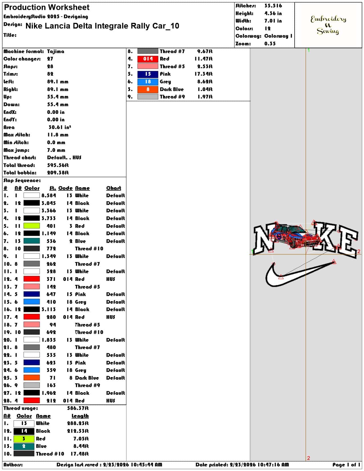 Nike Lancia Delta Integrale Rally Car   - Elegant embroidery design file-instant download — view 3