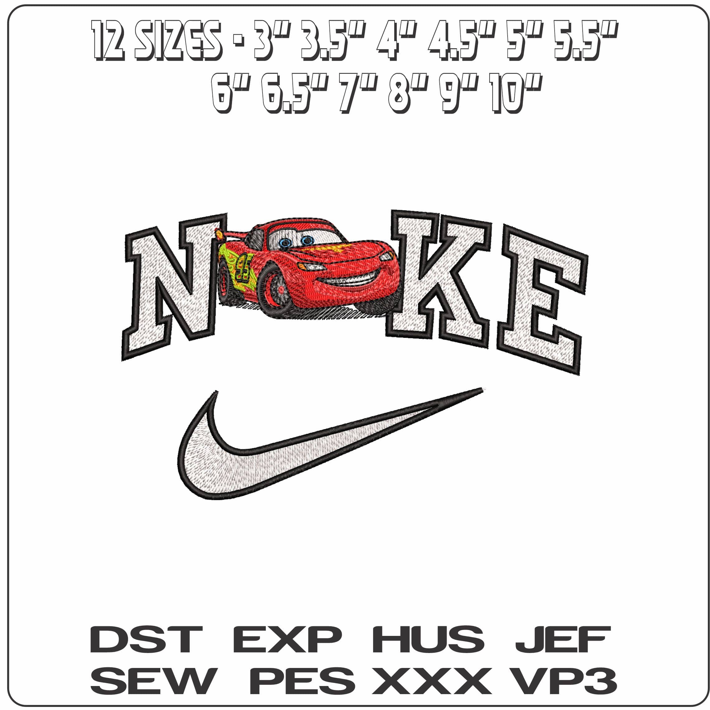 Nike Lightning McQueen 95 Cars Disney   - Elegant embroidery design file-instant download — view 2