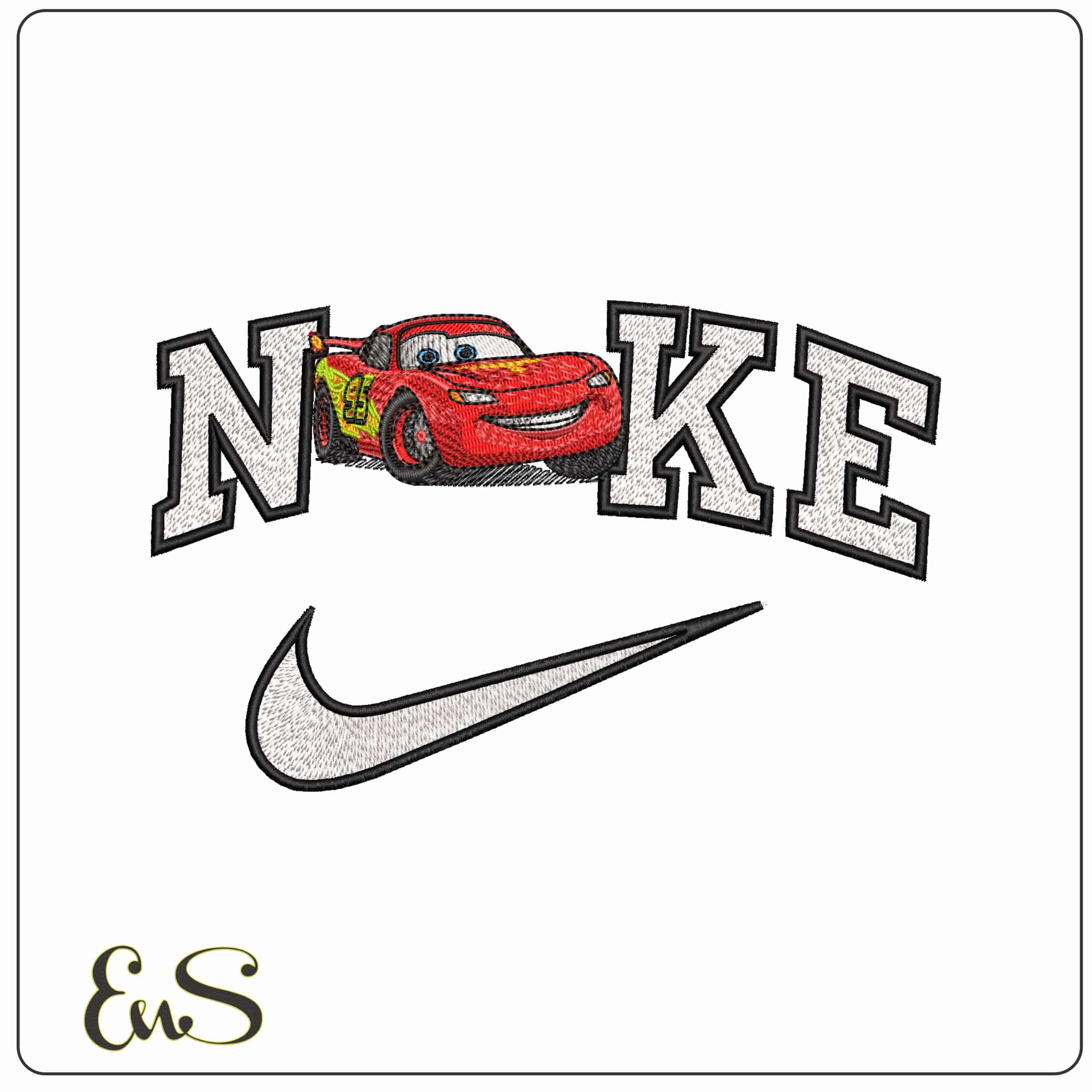 Nike Lightning McQueen 95 Cars Disney   - Elegant embroidery design file-instant download