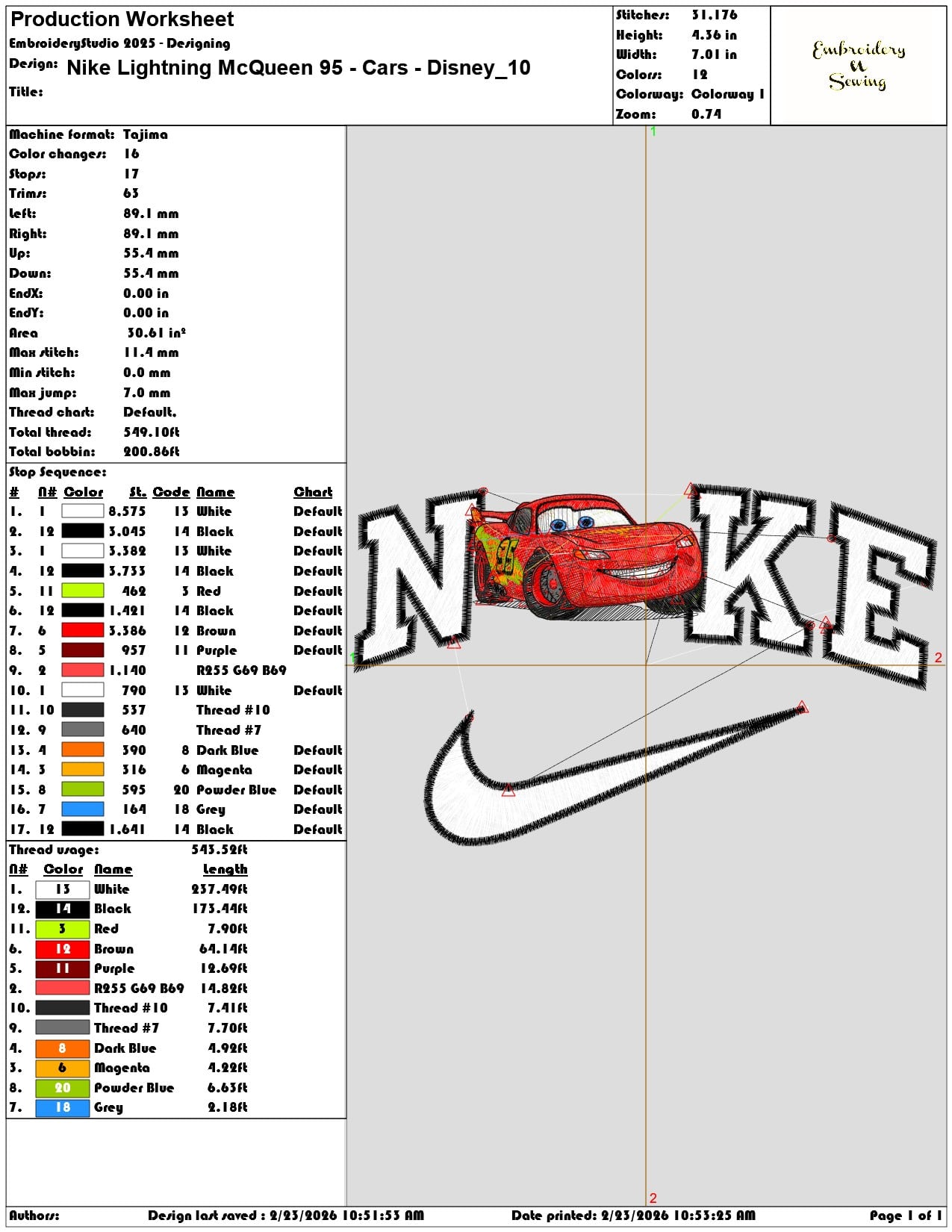 Nike Lightning McQueen 95 Cars Disney   - Elegant embroidery design file-instant download — view 3