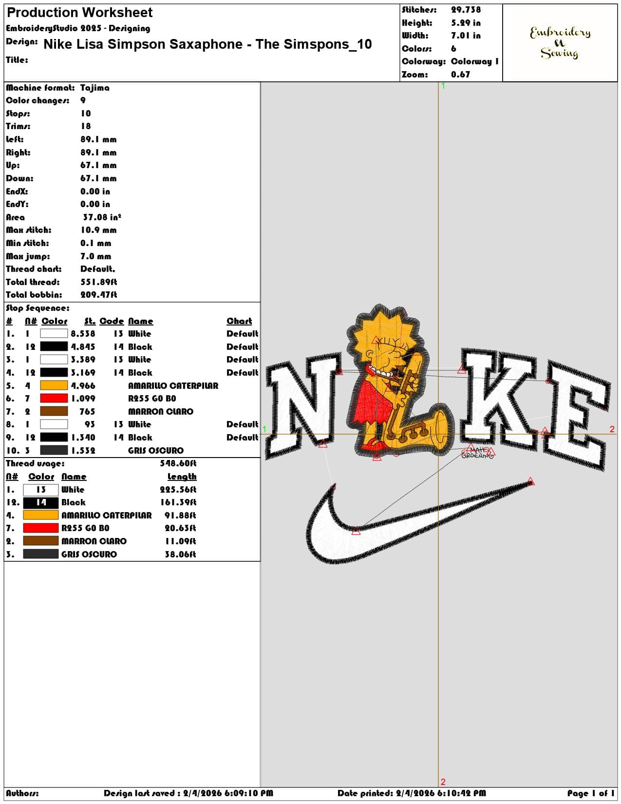 Nike Lisa Simpson Saxaphone The Simspons   - Elegant embroidery design file-instant download — view 3