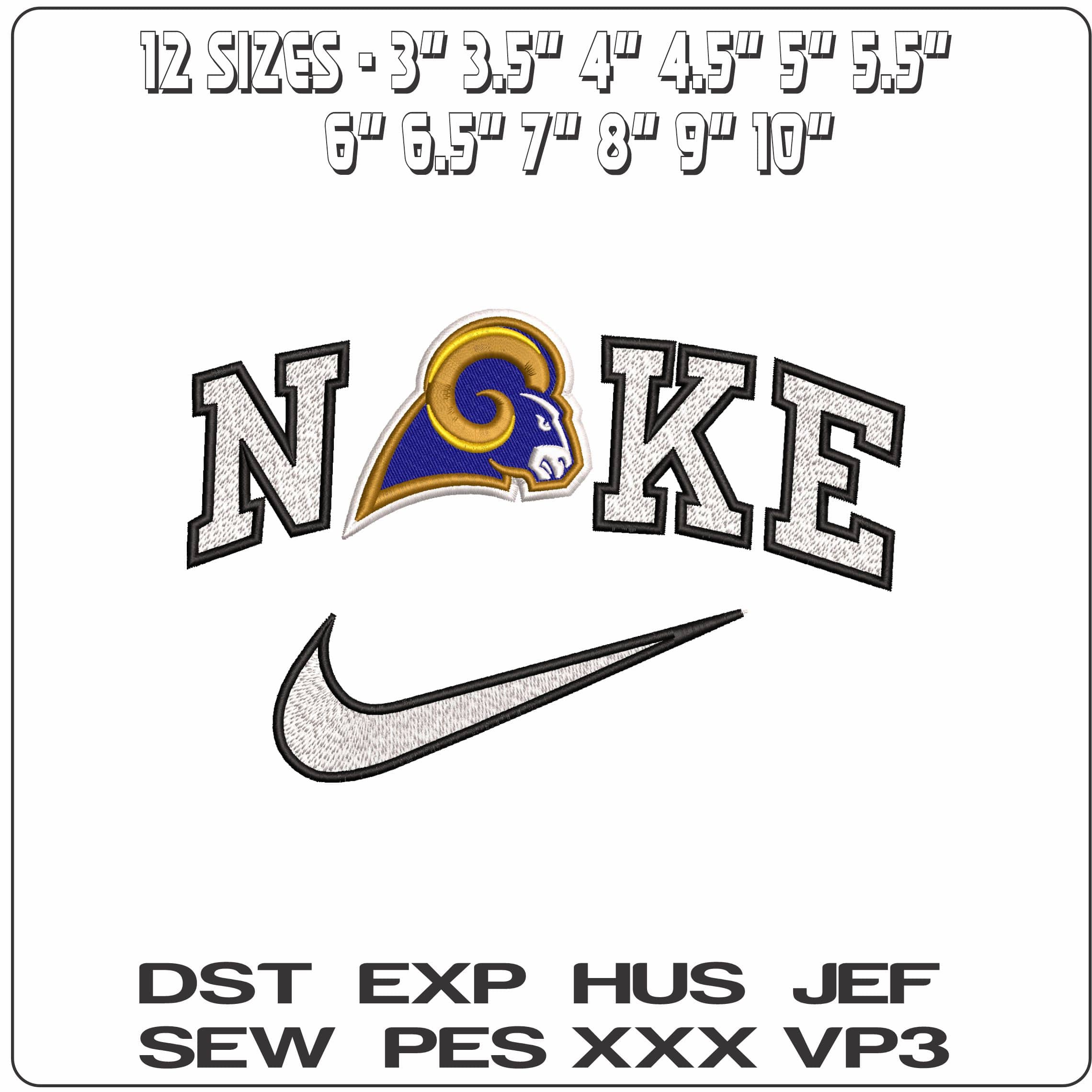 Nike Los Angeles Rams NFL   - Elegant embroidery design file-instant download — view 2