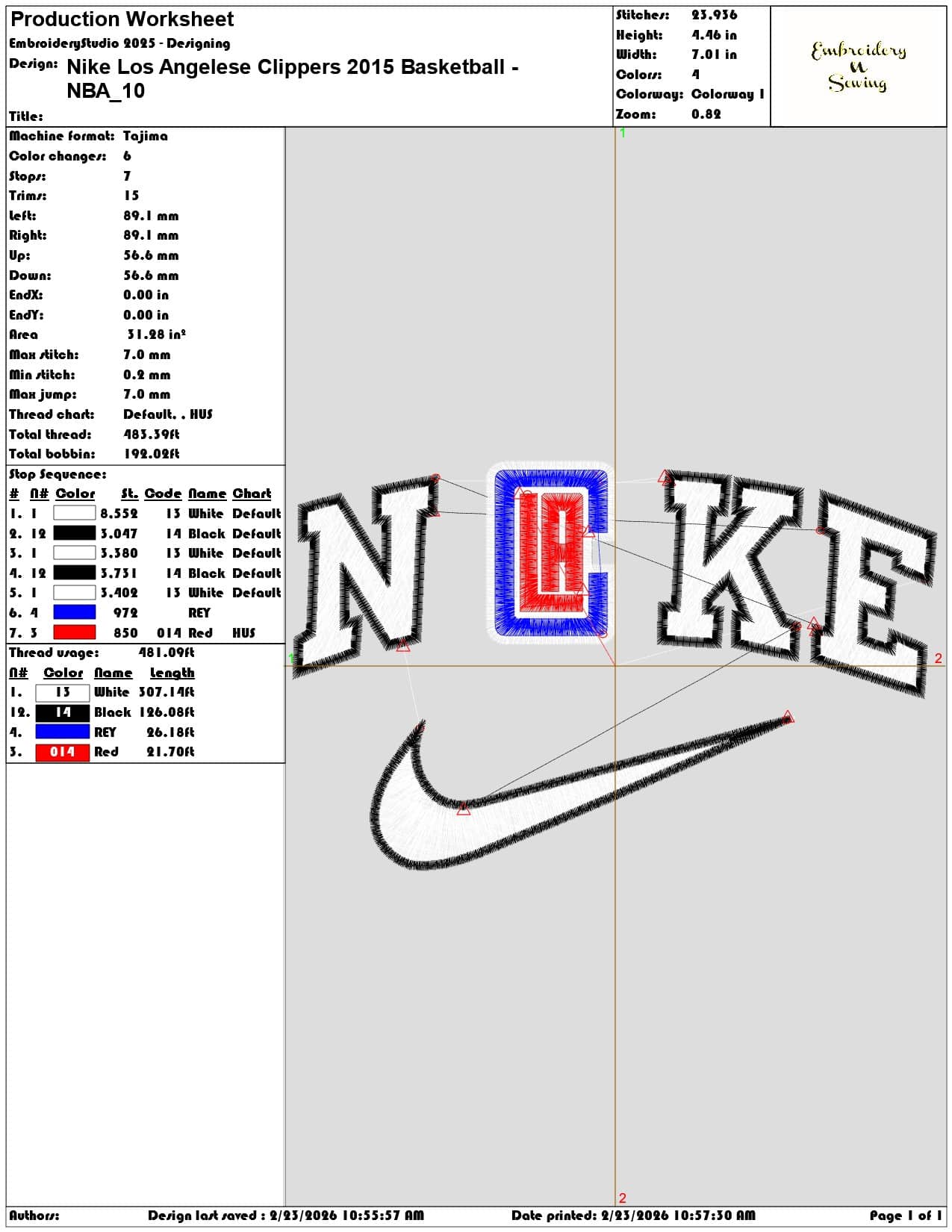Nike Los Angelese Clippers 2015 Basketball NBA   - Elegant embroidery design file-instant download — view 3