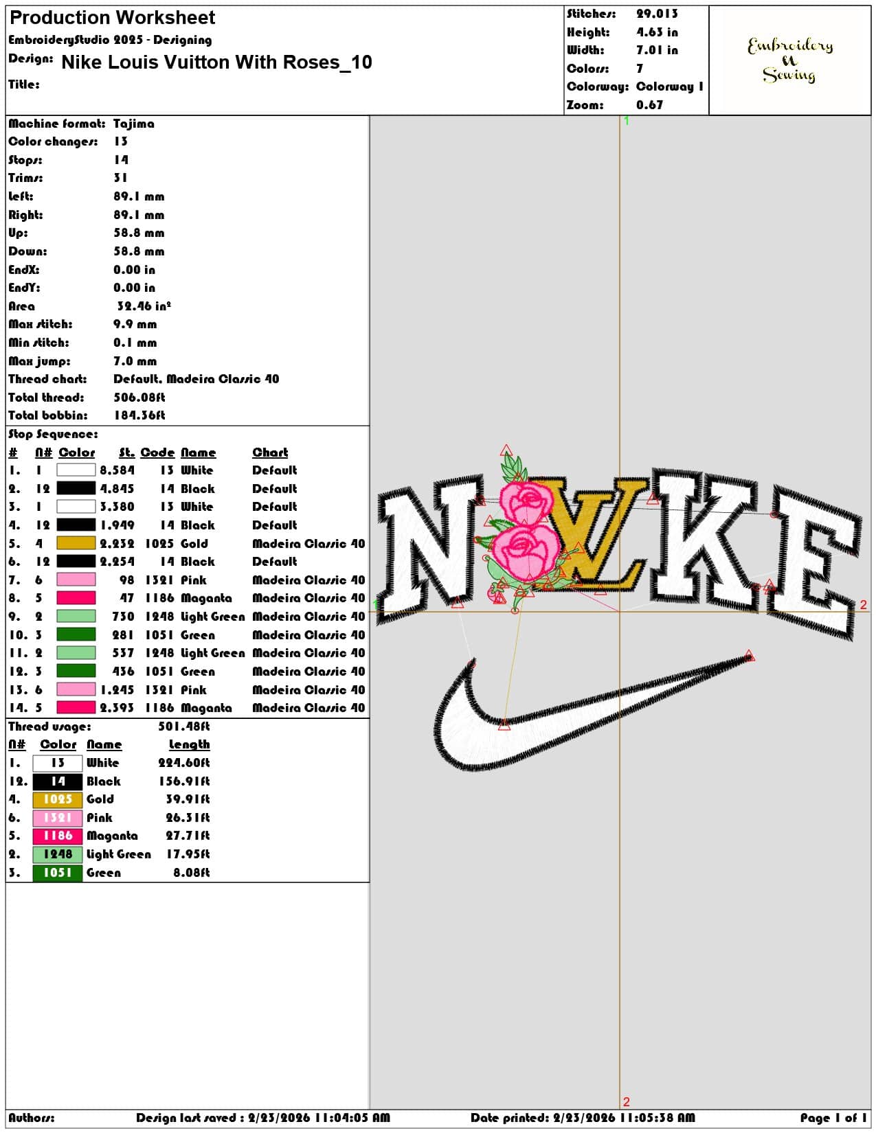 Nike Louis Vuitton With Roses  - Elegant embroidery design file-instant download — view 3