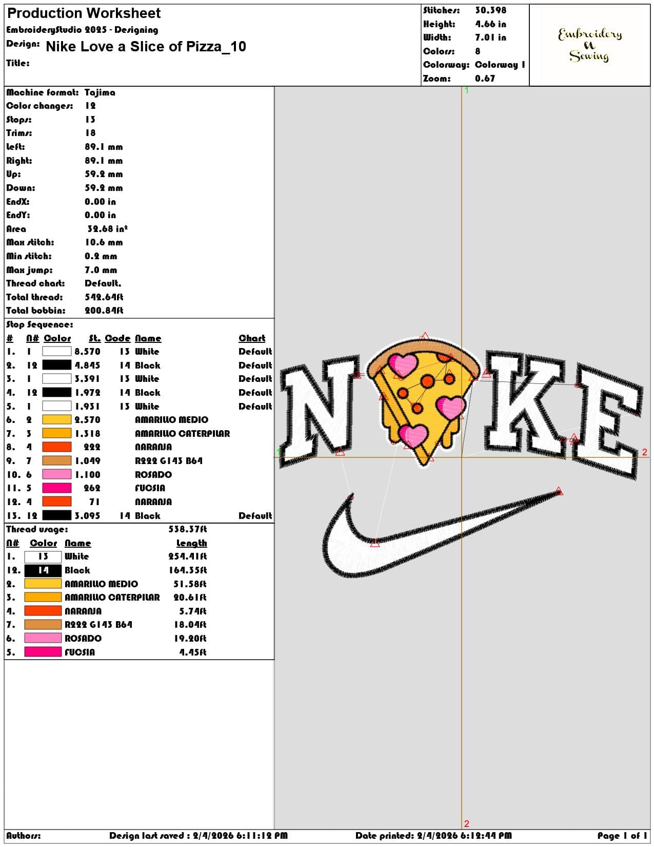 Nike Love a Slice of Pizza  - Elegant embroidery design file-instant download — view 3