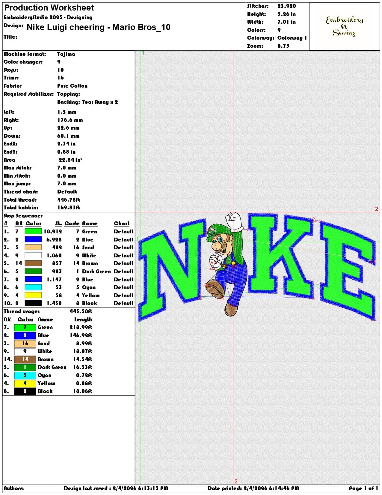 Nike Luigi cheering Mario Bros  - Elegant embroidery design file-instant download — view 3