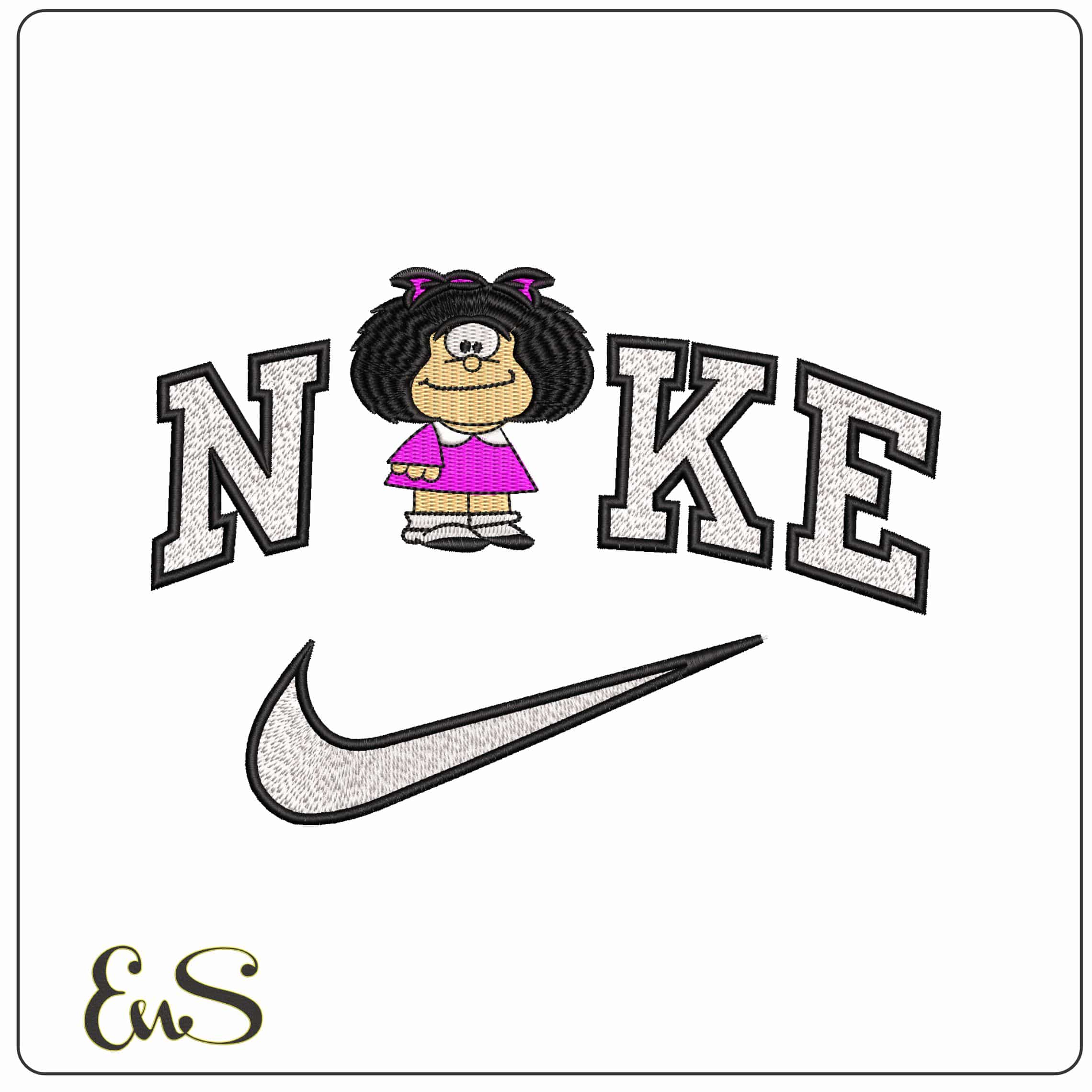 Nike Mafalda Cartoon  - Elegant embroidery design file-instant download