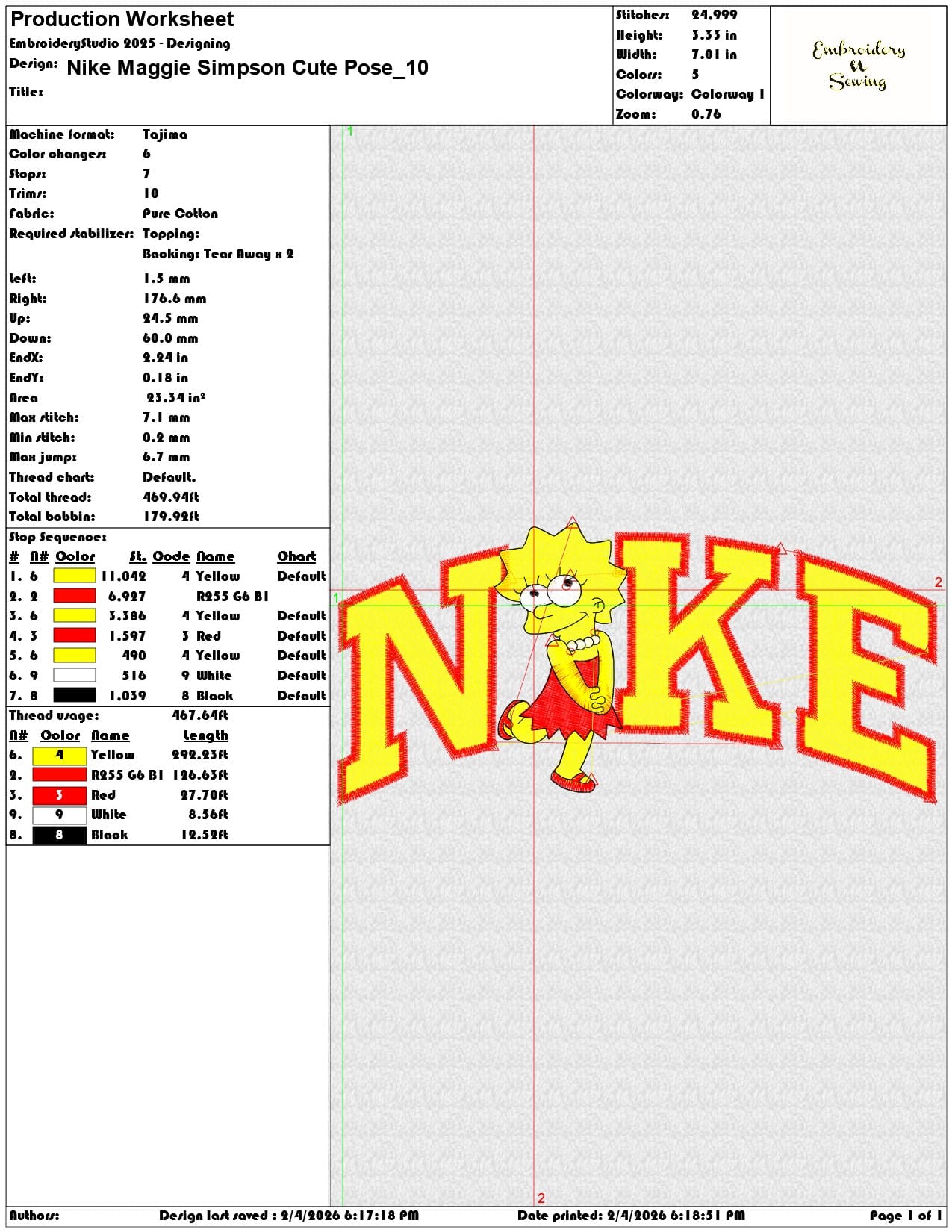 Nike Maggie Simpson Cute Pose  - Elegant embroidery design file-instant download — view 3