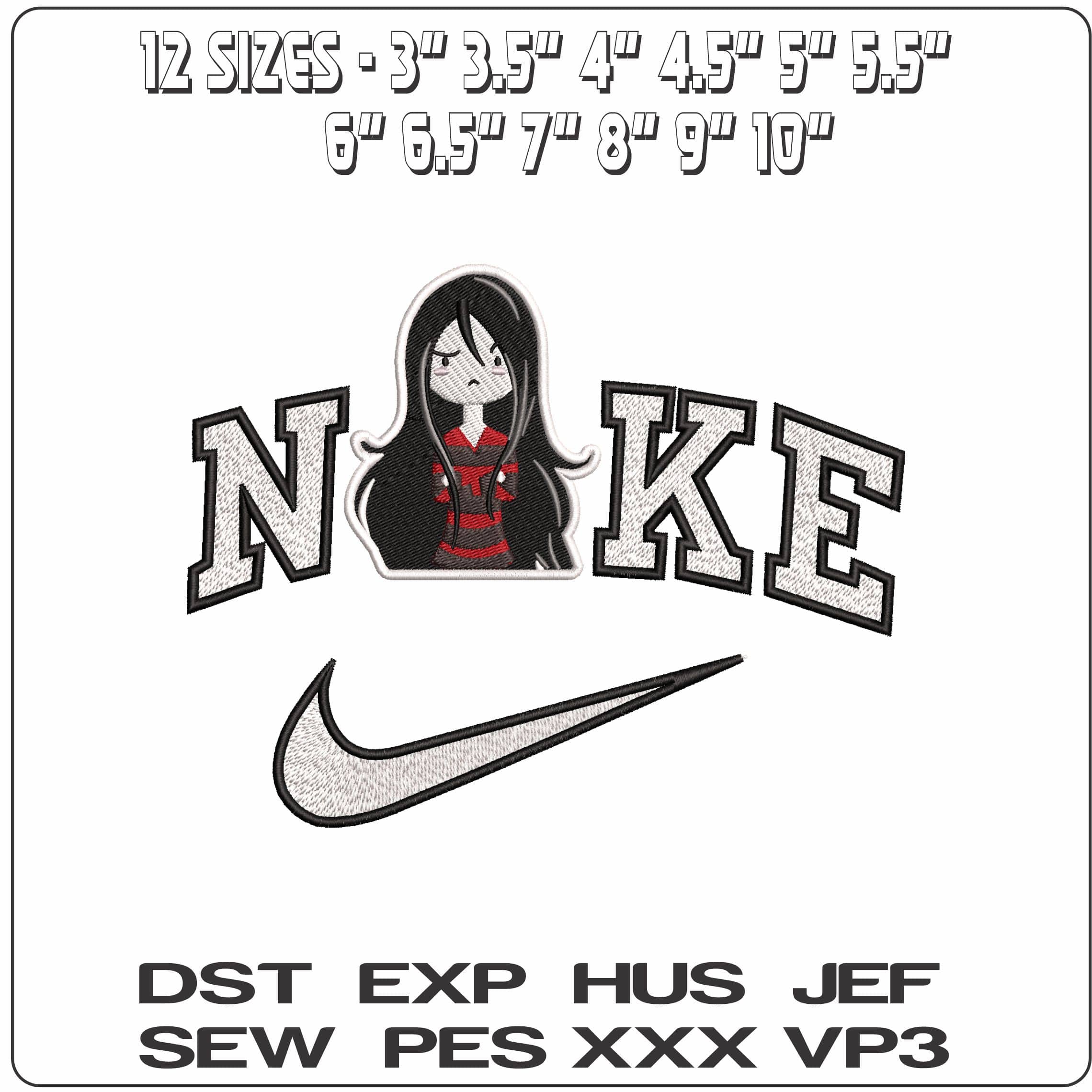 Nike Marceline the Vampire Queen Adventure Time Anime  - Elegant embroidery design file-instant download — view 2